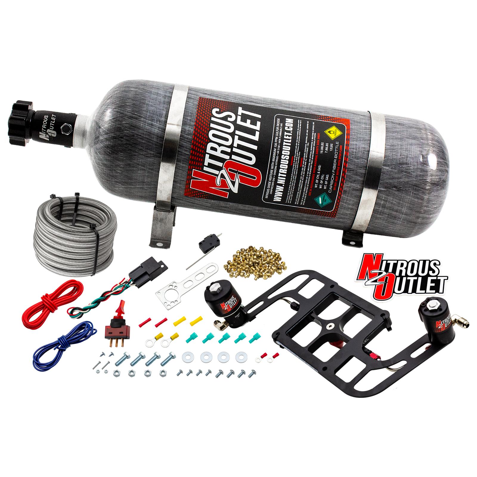 Nitrous Outlet Oxide Systems 00-10656-GEN4-12 Systems, 4500 Stinger 4 Race System - Hard-line/.178 (Gas/E85)(5-55 psi)(50-600 HP)(12lb Bottle)