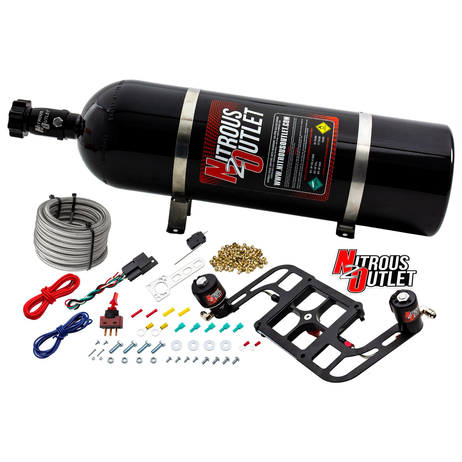 Nitrous Outlet Oxide Systems 00-10656-GEN4-15 Systems, 4500 Stinger 4 Race System - Hard-line/.178 (Gas/E85)(5-55 psi)(50-600 HP)(15lb Bottle)