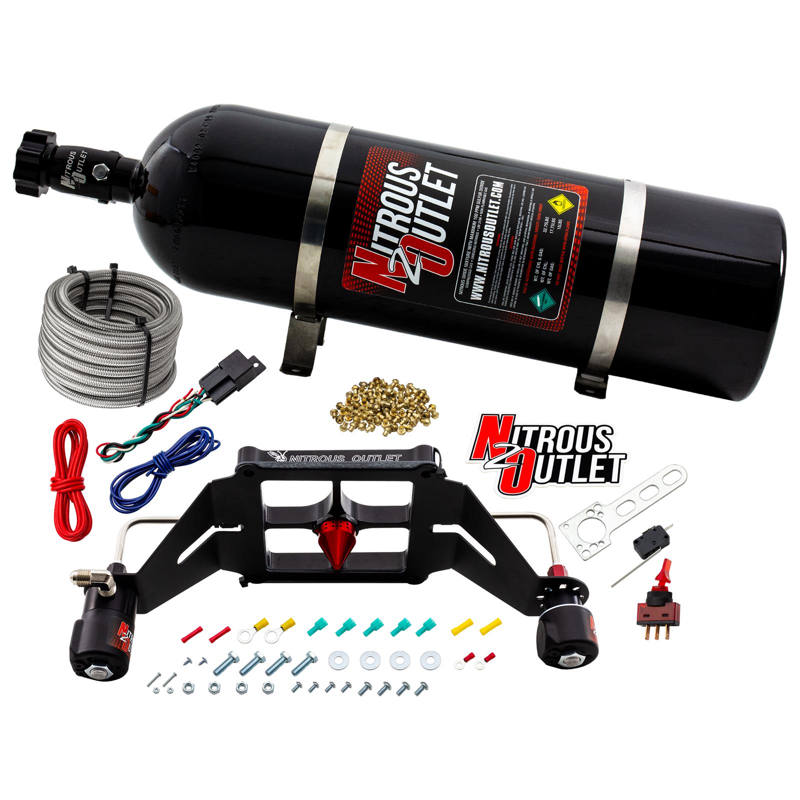 Nitrous Outlet Oxide Systems 00-10660-GEN4-15 Systems, 4500 Stinger 4 System - Hard-line/.122 Nitr (Gas/E85)(5-55 psi)(50-500 HP)(15lb Bottle)