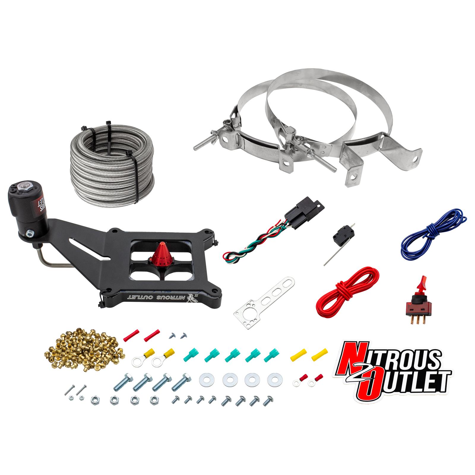 Nitrous Outlet Oxide Systems 00-10675-GEN4-00 Systems, 4150 Stinger 4 Dry System - Hard-line/.122 Solenoid/Deep Break Solenoid Bracket/Solenoids Mount Upside Down - (50-500 H