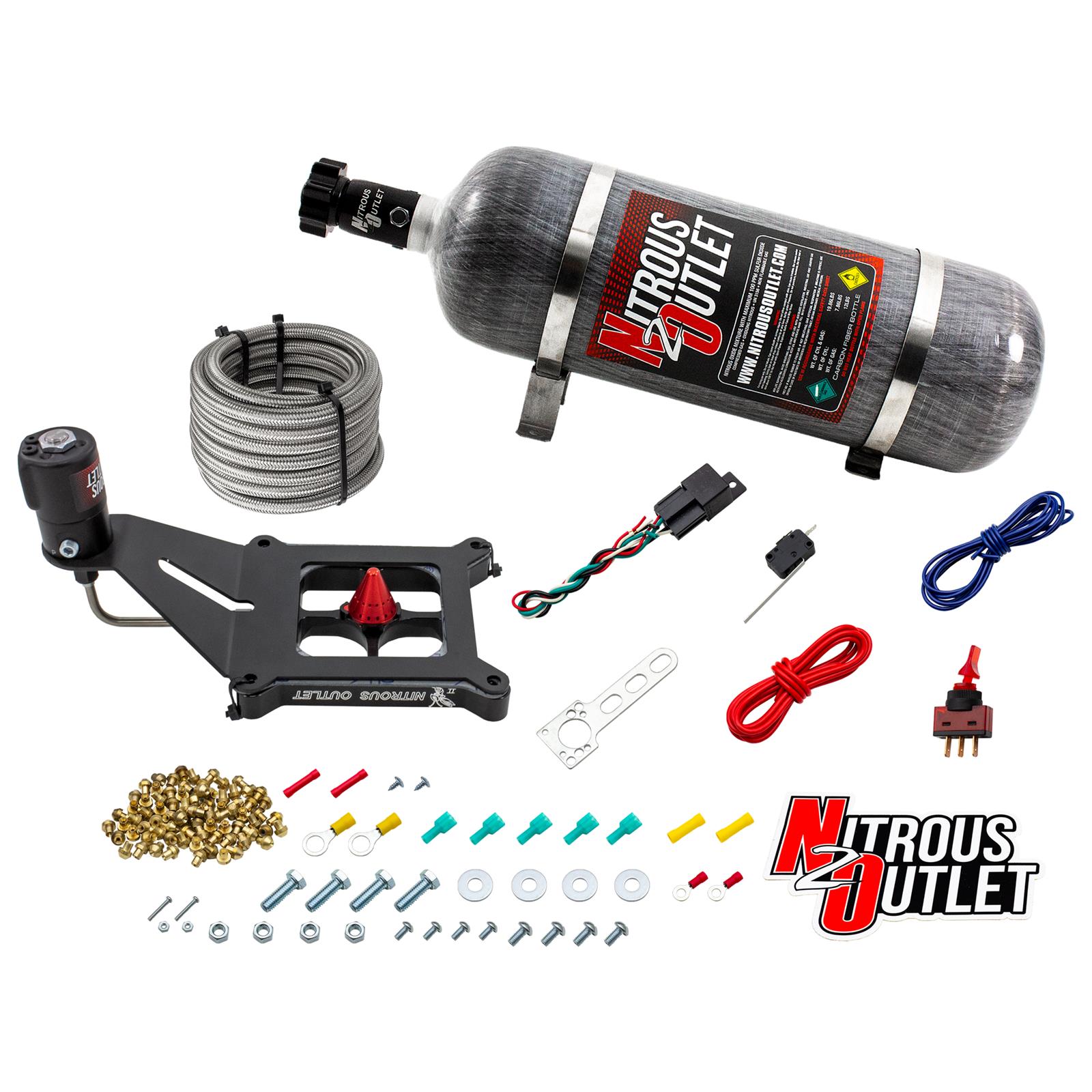 Nitrous Outlet Oxide Systems 00-10675-GEN4-12 Systems, 4150 Stinger 4 Dry System - Hard-line/.122 Solenoid/Deep Break Solenoid Bracket/Solenoids Mount Upside Down - (50-500 H