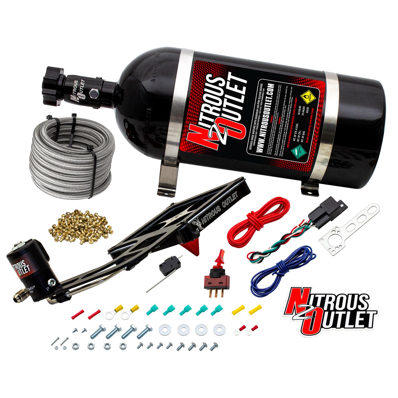 Nitrous Outlet Oxide Systems 00-10680-GEN4-10 Systems, 4500 Stinger 4 Dry System - Hard-line/.122 Solenoid/Boomerang Solenoid Bracket - (50-500 HP)(10lb Bottle)