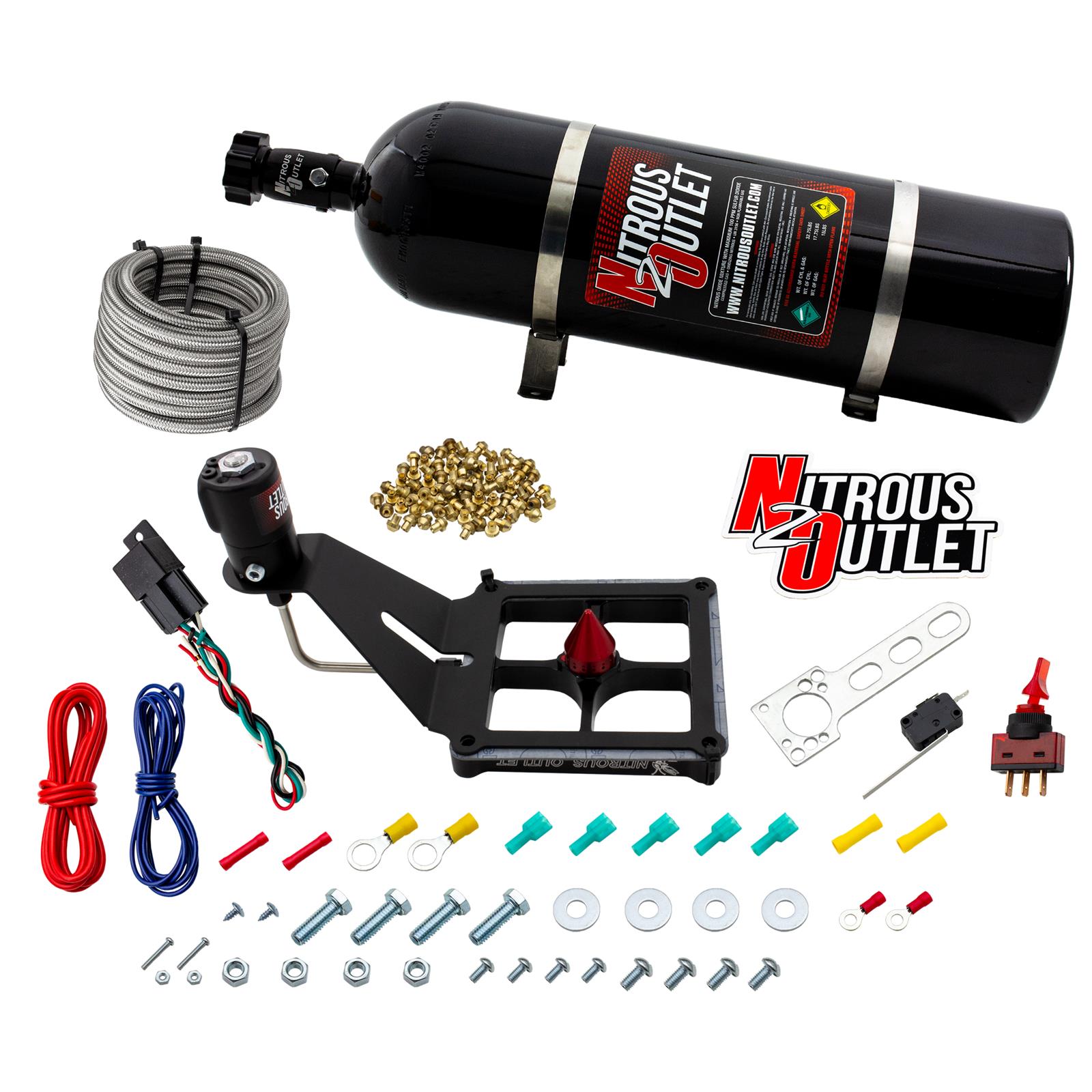 Nitrous Outlet Oxide Systems 00-10682-GEN4-15 Systems, 4500 Stinger 4 Dry System - Hard-line/.122 Solenoid/Deep Break Solenoid Bracket/Solenoids Mount Upside Down - (50-500 H
