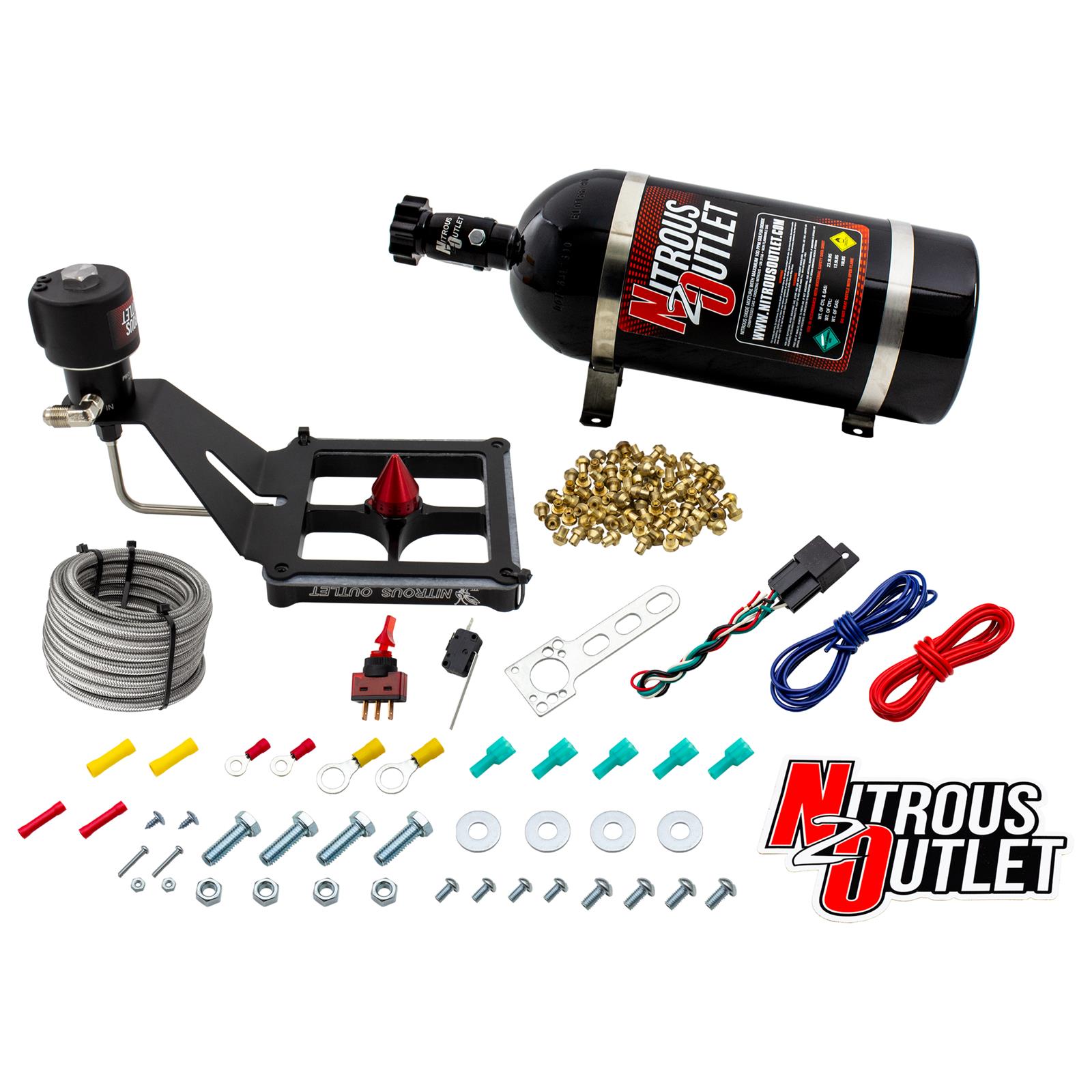 Nitrous Outlet Oxide Systems 00-10683-GEN4-10 Systems, 4500 Stinger 4 Dry Race System - Hard-line/Mount Upside Down - (50-600 HP)(10lb Bottle)