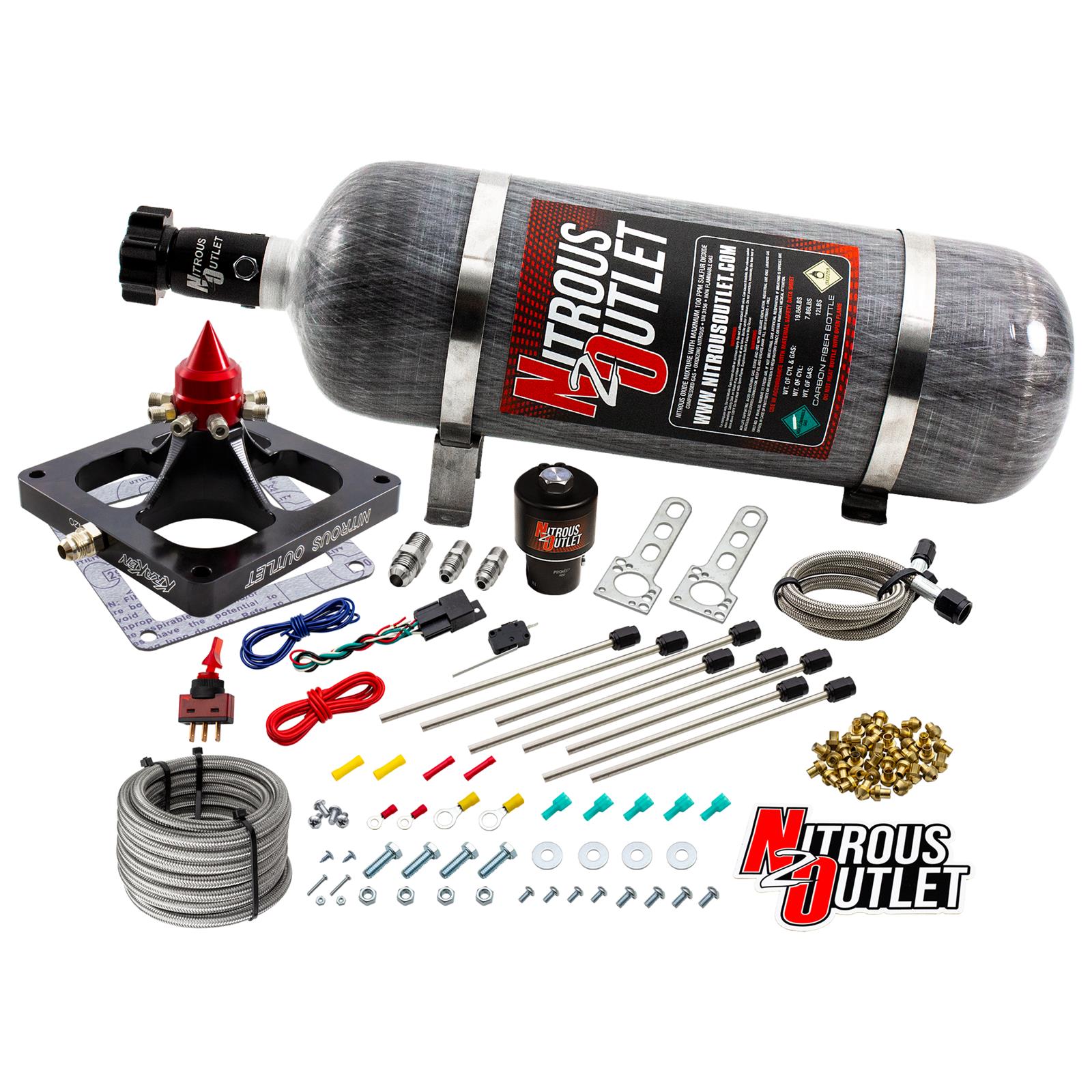 Nitrous Outlet Oxide Systems 00-45900-DRY1-12 Systems, 4500 Dry Kraken Plate System - Braided Hose/.178 MOD Trashcan Solenoid/Universal Solenoid Bracket (100-800hp)(12lb Bott