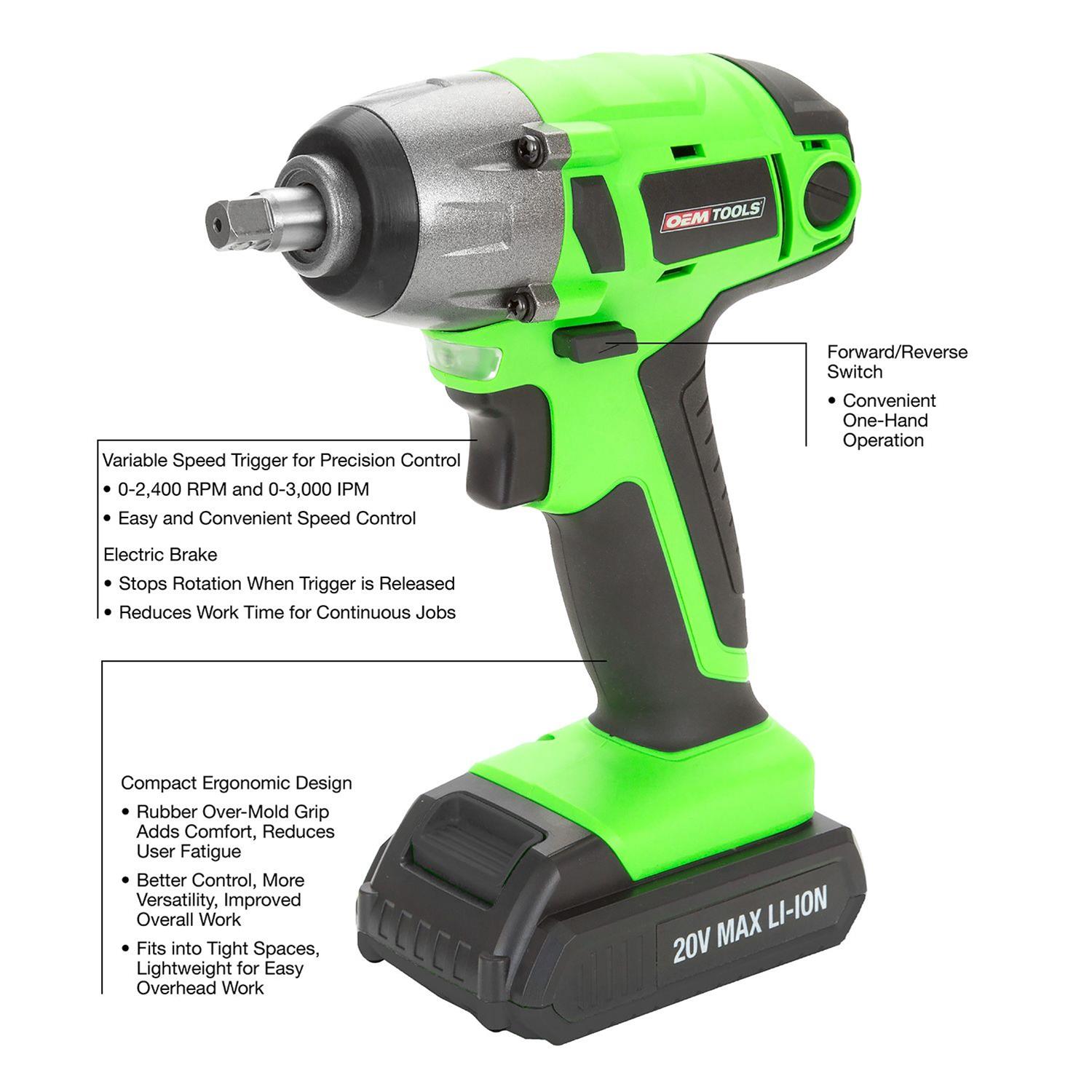 OEMTools 24661 OEM Automotive Tools 3/8 in. Drive Cordless Impact