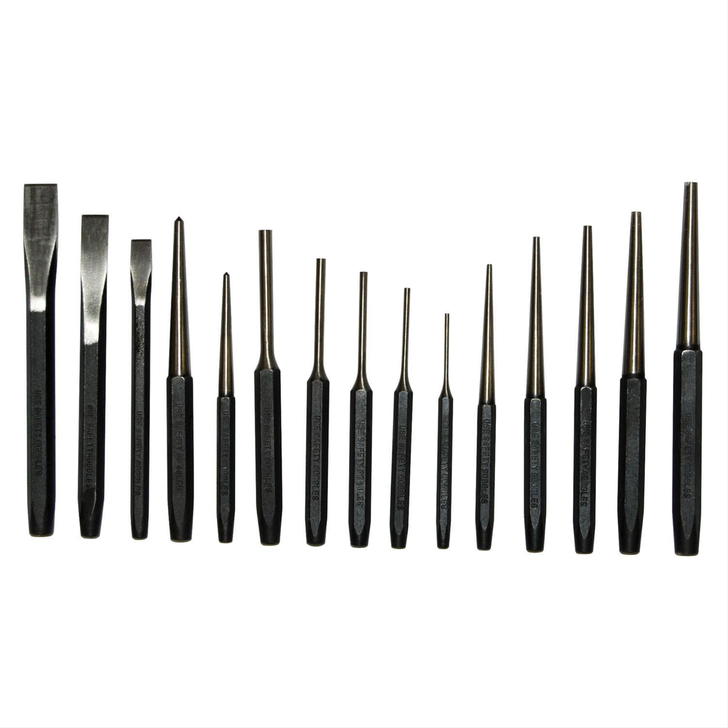 OEMTOOLS 25515 16 Piece Punch and Chisel Set, Punch Set, Pin Punch