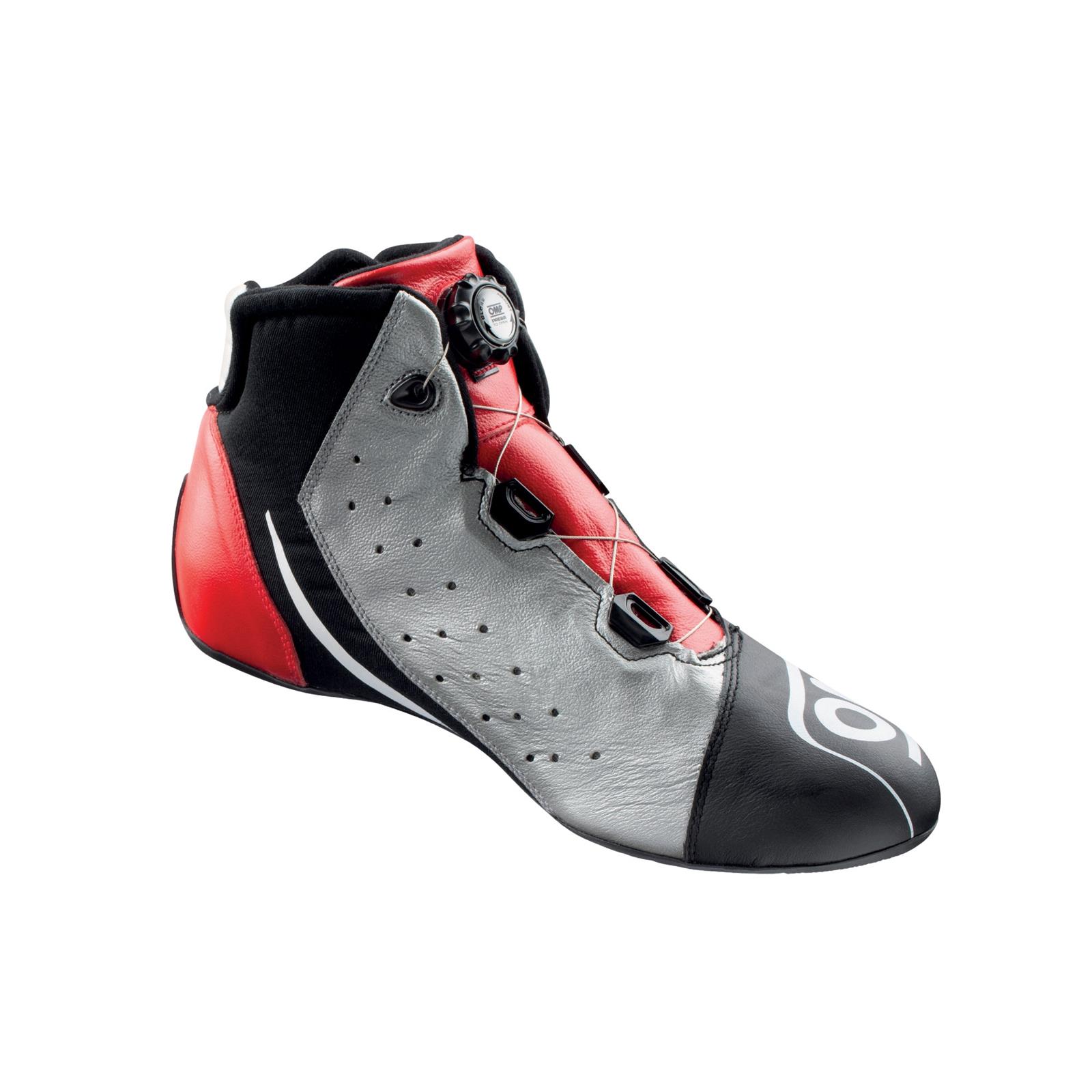 OMP One Evo X R Shoes Black/Silver/Red - Size 45 (Fia 8856-2018)