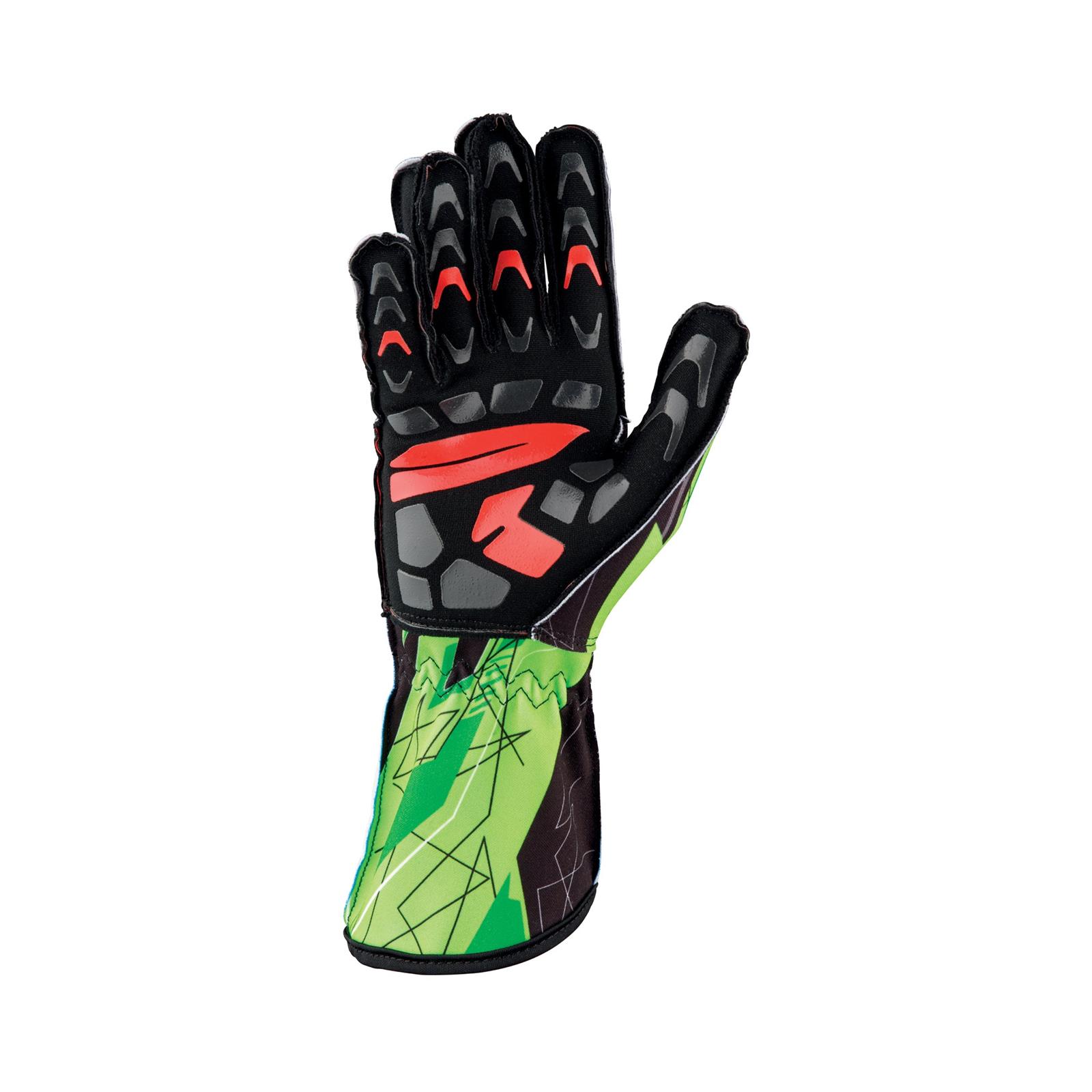 OMP Racing Inc Driving Gloves KB0-2748-A01-274-M KS-2 ART GLOVES BLACK/GREEN SIZE M