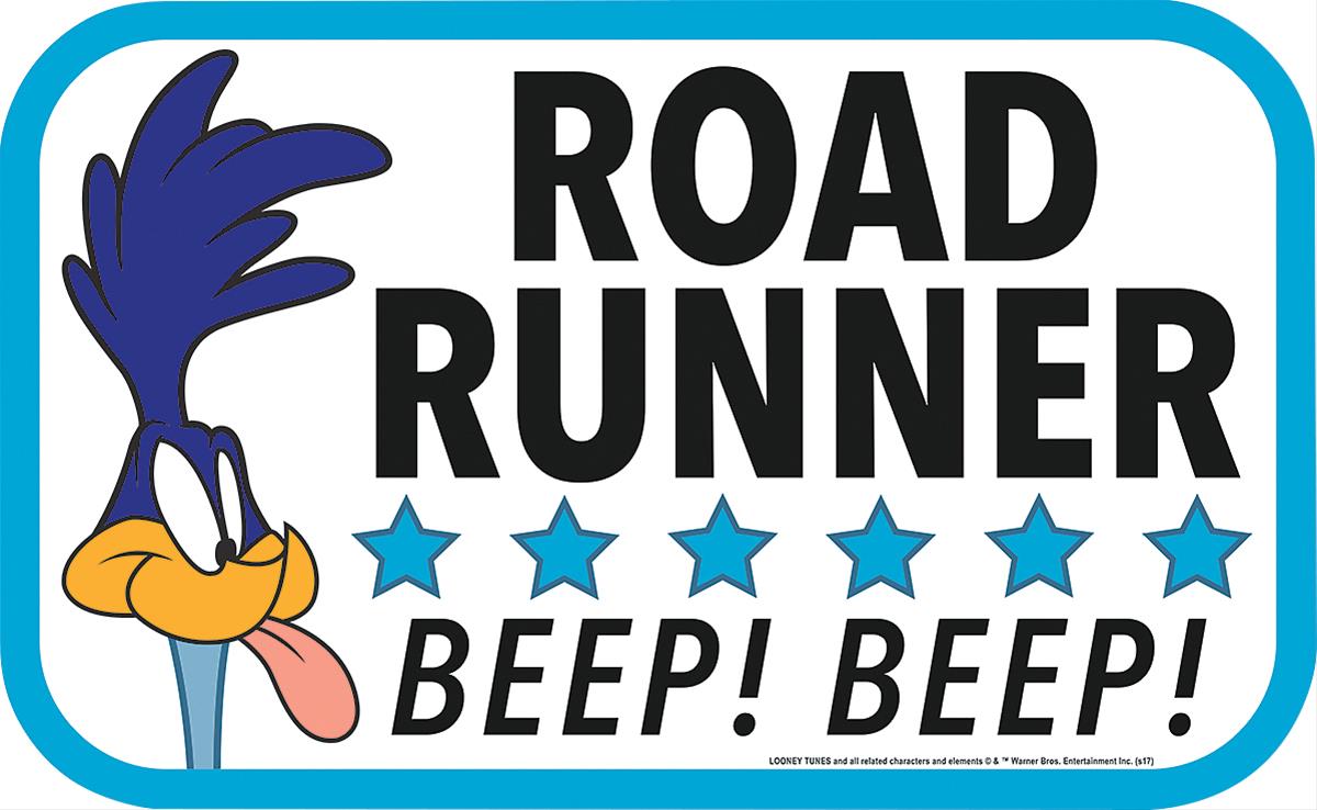 Open Road Brands Beep Beep Road Runner Black Embossed Tin Sign 