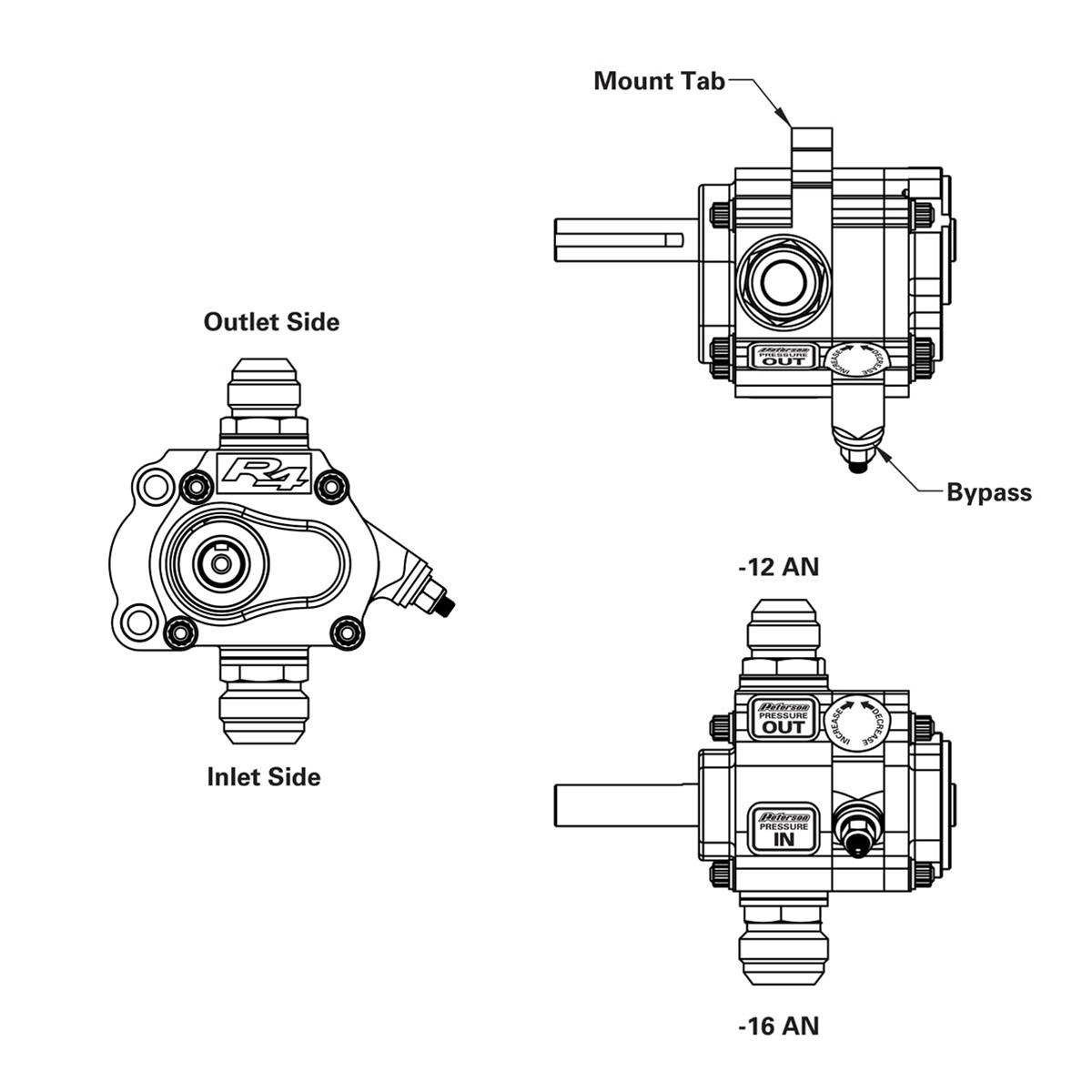 Peterson Fluid Systems R4 1-Stage Oil Pump - Left Side Mount - HV - Rear Drive thumbnail 2