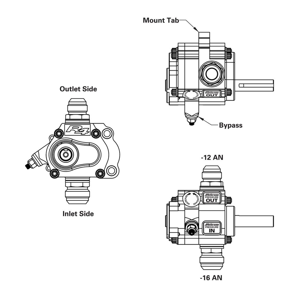 Peterson Fluid Systems R4 1-Stage Oil Pump - Right Side Mount - HV - Rear Drive thumbnail 2