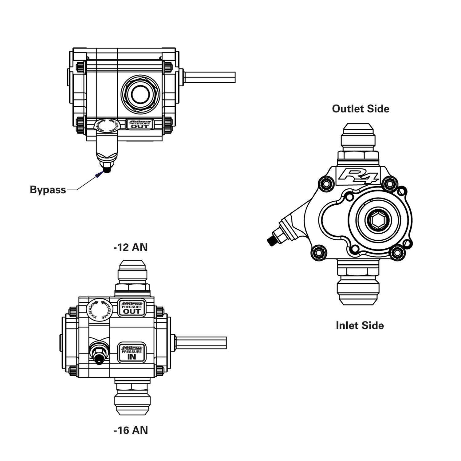 Peterson Fluid Systems R4 Oil Pumps 04-1496-HEX Pump, Wet Sump, High-Volume, High-Pressure, Reverse Rotation, 3/8 in. Hex Driveshaft, Fittings Included, V-Band Mount, Rear Drive, One Stage, Each thumbnail 2