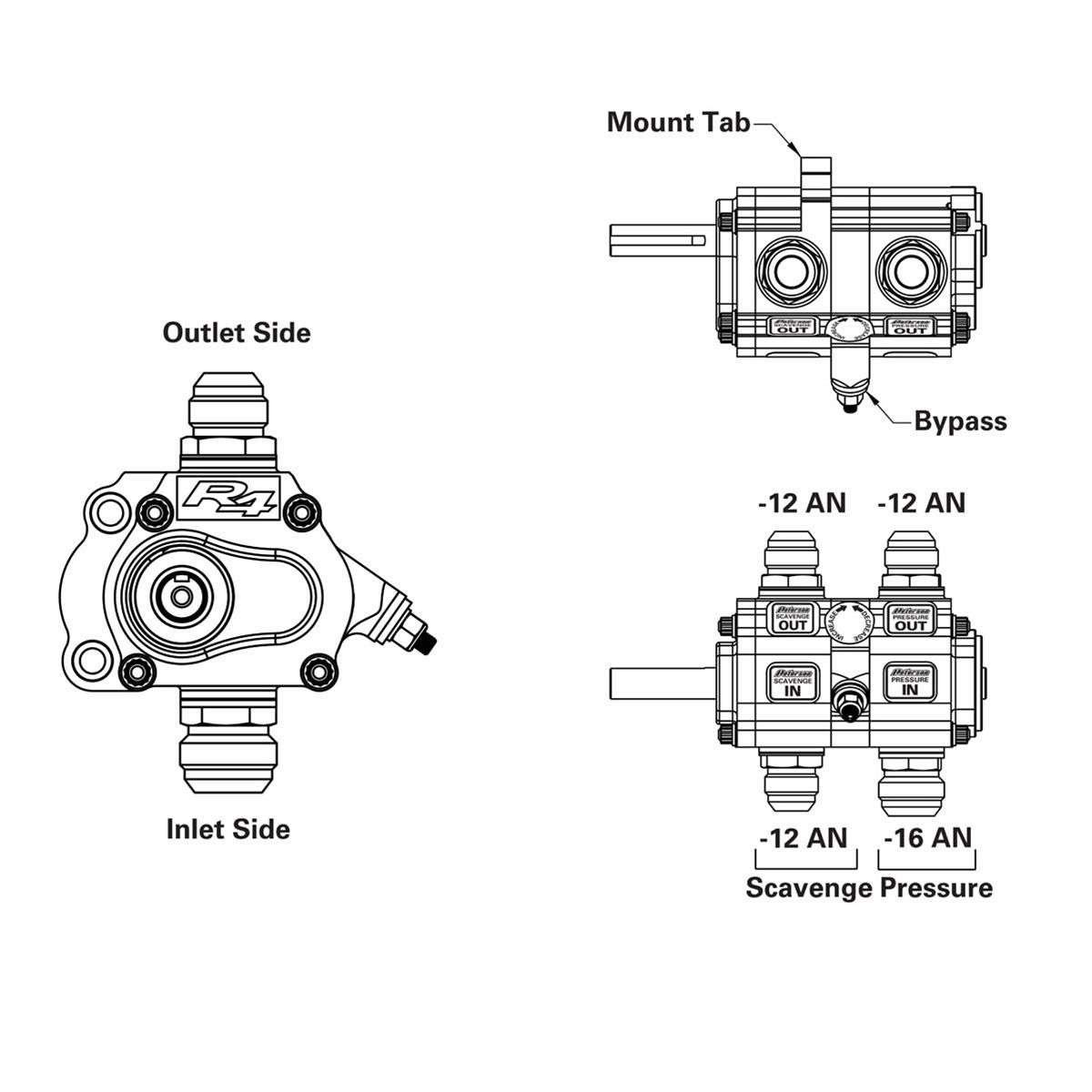 Peterson Fluid Systems R4 2-Stage Oil Pump - Left Side Mount - HV - Rear Drive thumbnail 2
