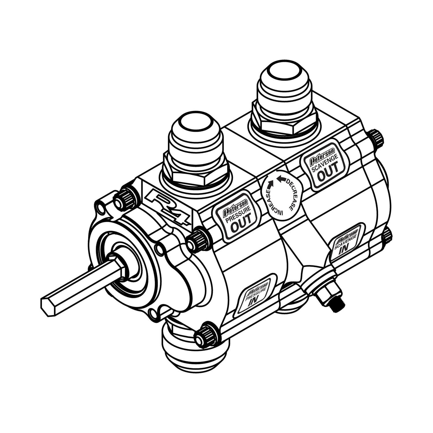 Peterson Fluid Systems Oil Pumps 04-2096-HEX 2 Stage front pressure oil pump 1.4 psi, 1.4 scavenge