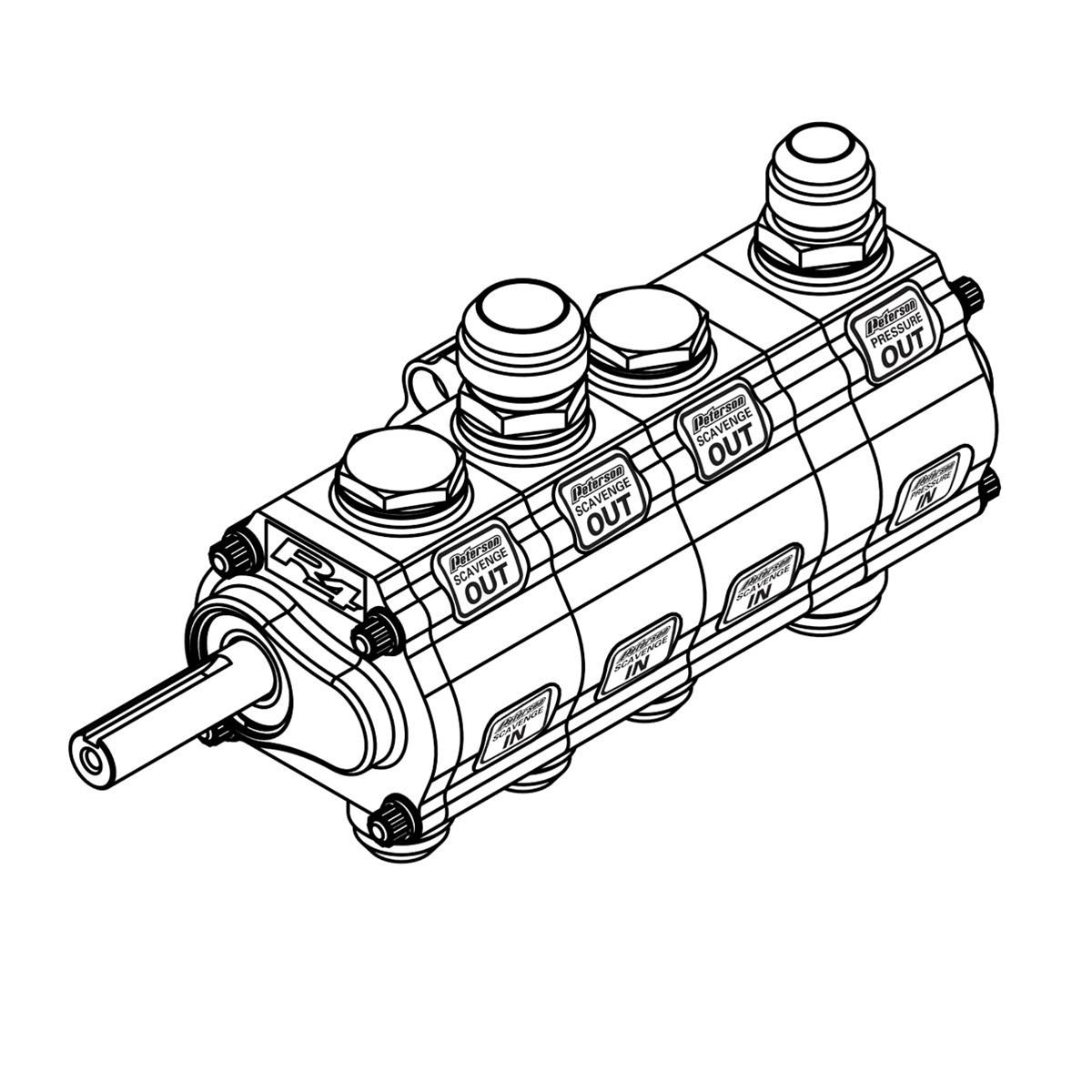 Peterson Fluid Systems R4 4-Stage Oil Pump - Rear Drive Left Side Mount - HV - Drag Adj. thumbnail 2