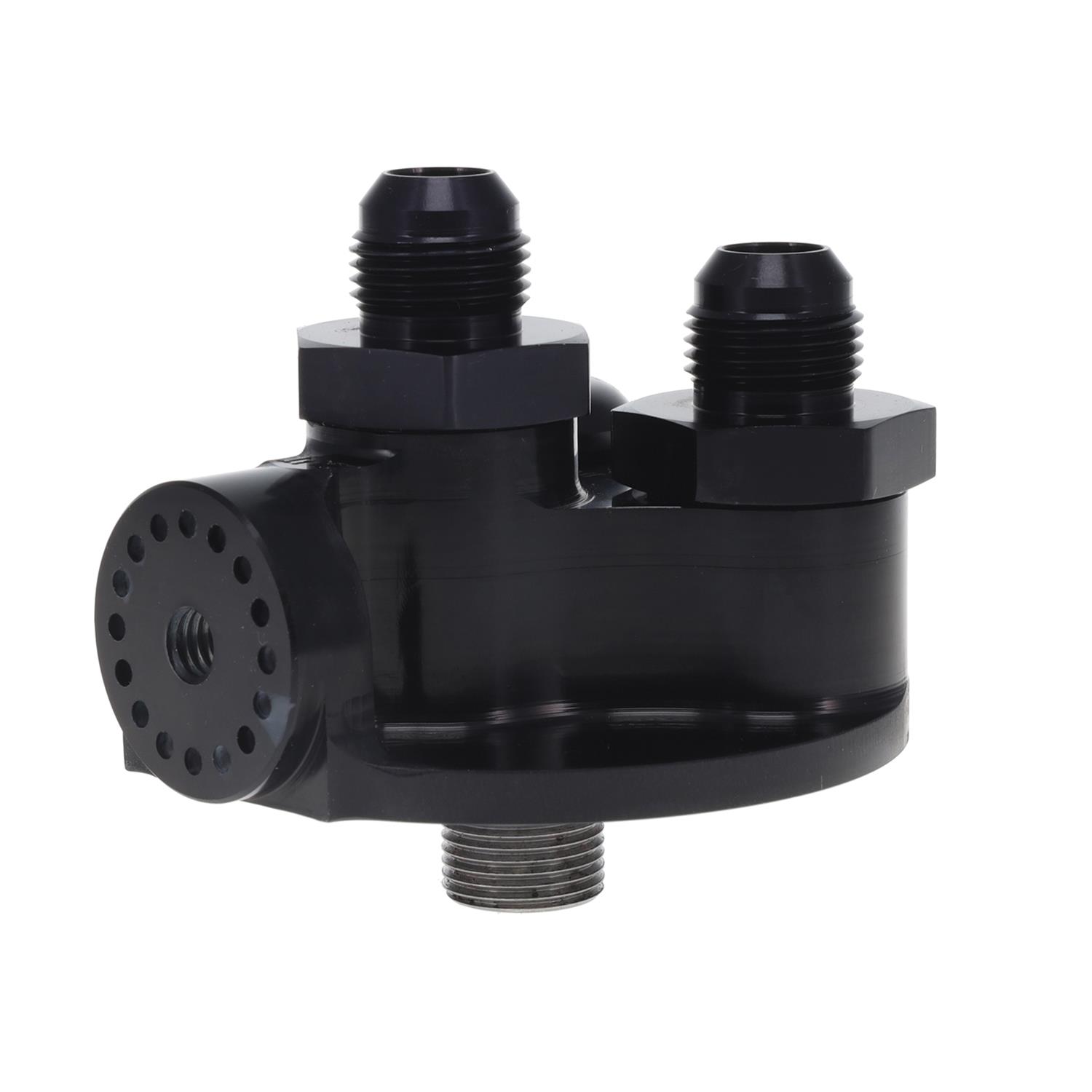 Peterson Fluid Systems Remote Filter Mount 13/16 -16AN Thread -12AN Fittings - Chevrolet Style