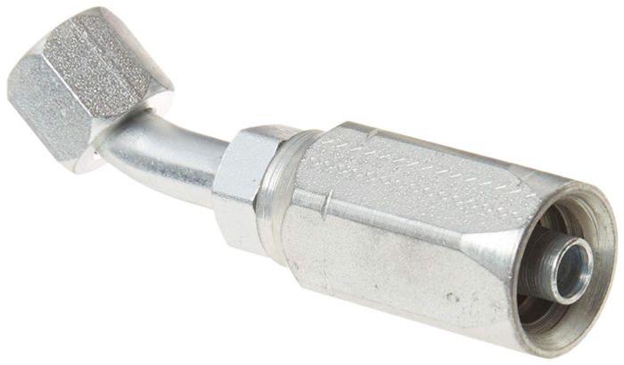 PSC Field Serviceable Fittings HA7-645 Fitting, Hose End, Serviceable, -6 AN to 9/16-18 in. Female Thread, 45 Degree, Steel, Zinc Chromate Finish, Each