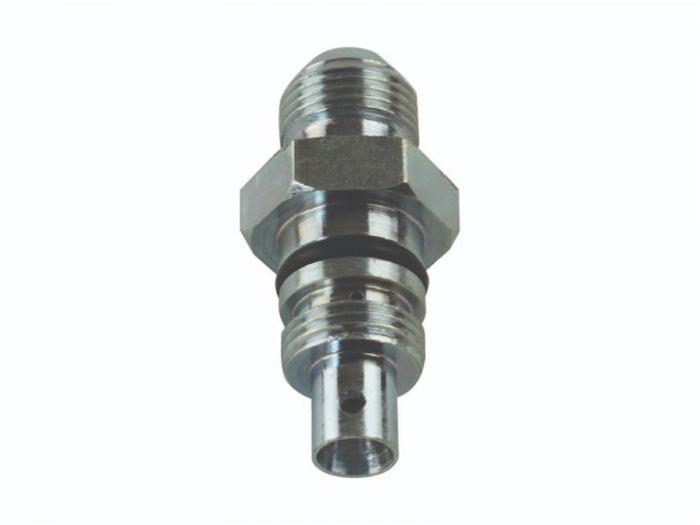PSC Flow Control Valves SF29 Valve, 16mm x 1.5 O-ring to -8 AN, steel, Gold Iridited, CBR, CBX,TC Series, 0.170 in. Orifice, Each