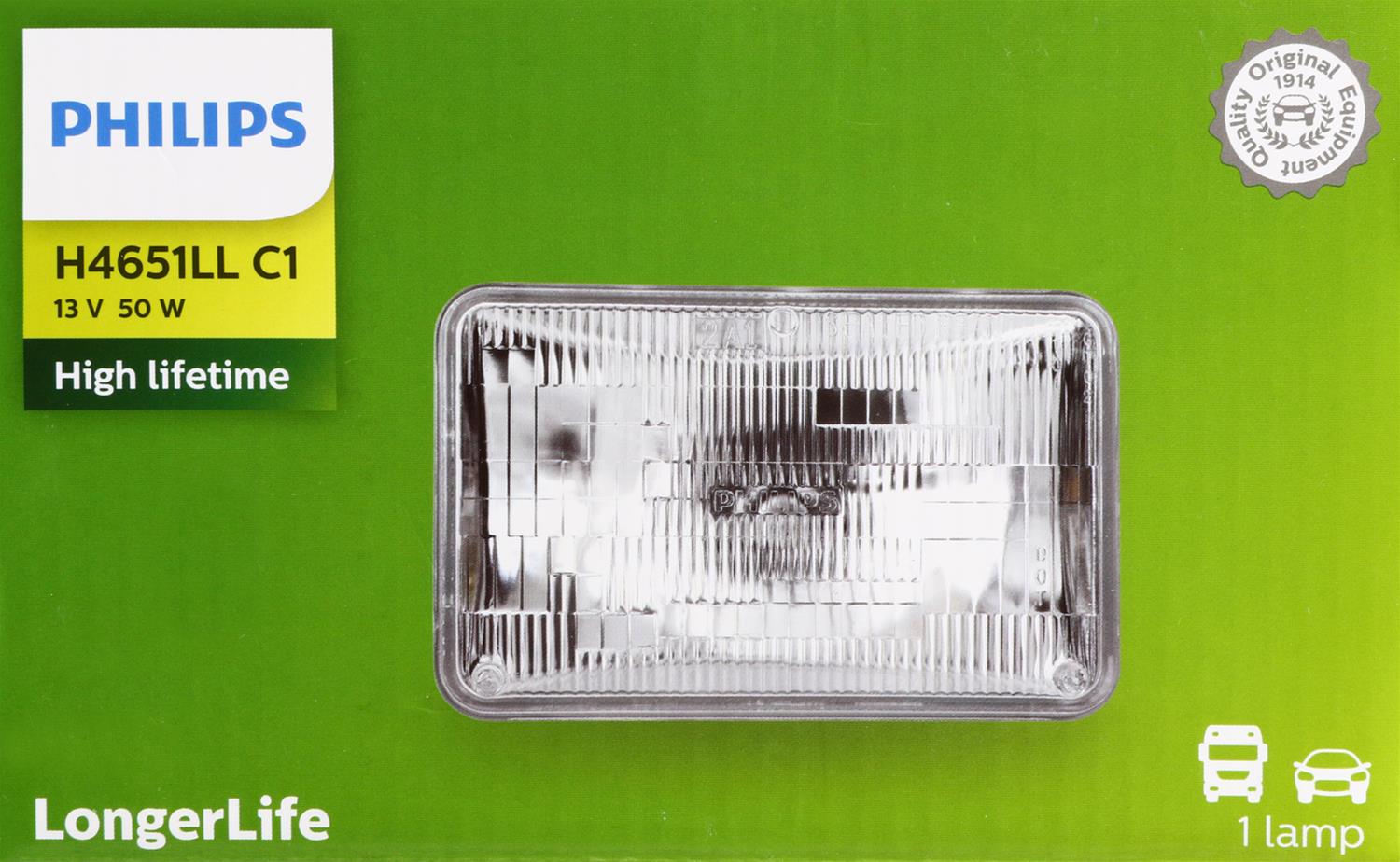 Philips Auto Lighting H4651LLC1 Philips LongerLife Sealed Beam
