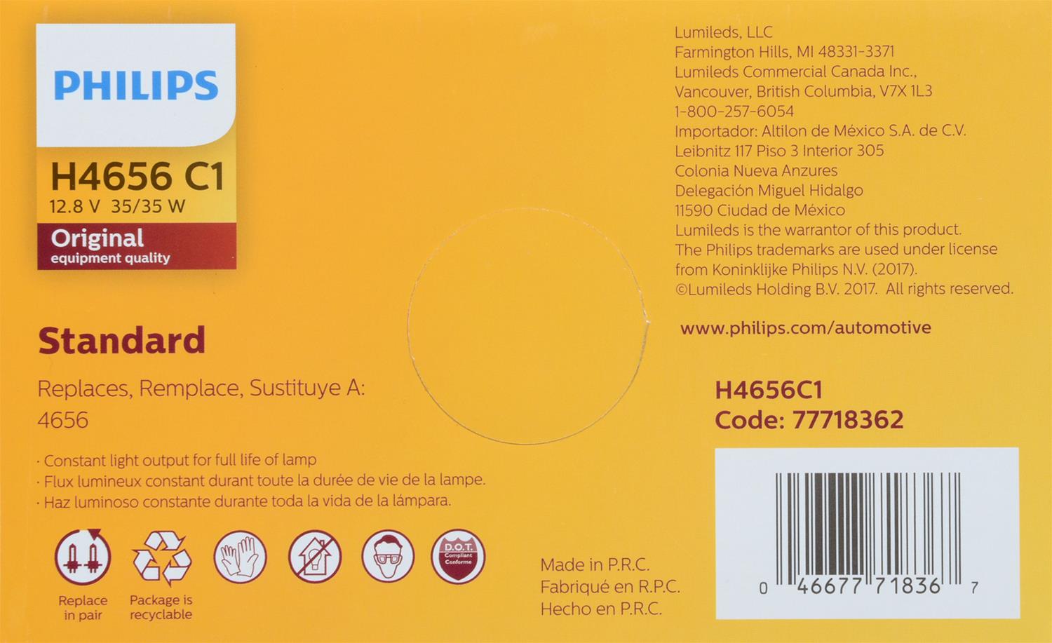 Philips Auto Lighting H4656C1 Philips Standard Sealed Beam