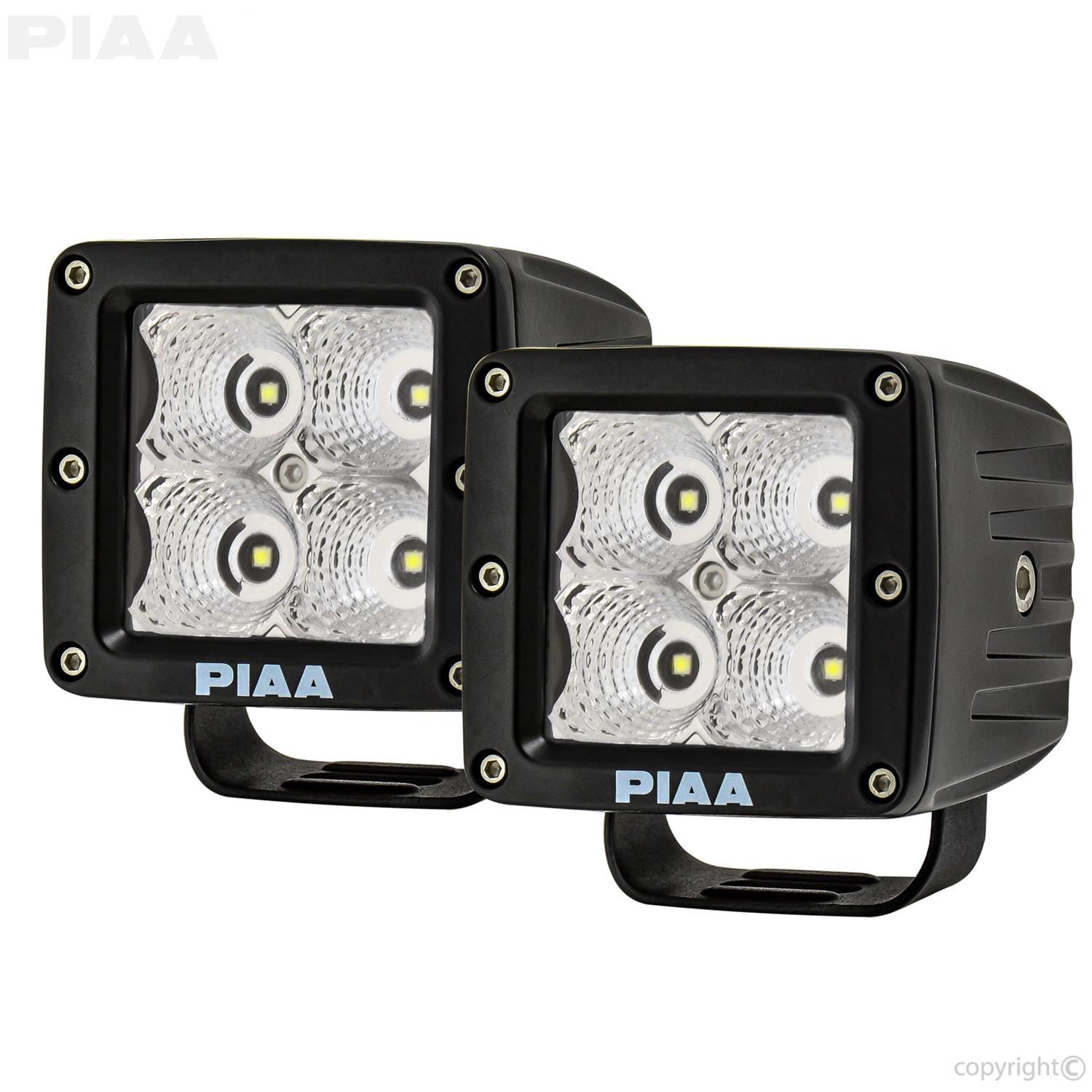 PIAA Light Bars, Pods and Fog Lights 26-06303 Auxiliary Light, Quad Series LED Cube Kit in Flood Beam w/ Harness