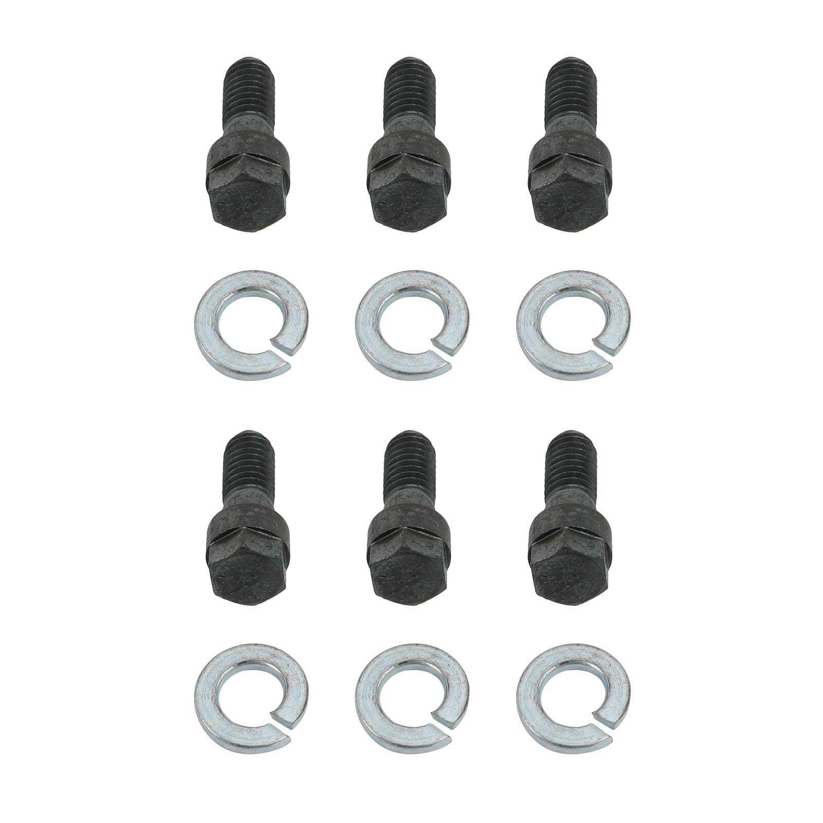 Pioneer Pressure Plate Bolts S-1120 Fasteners, Bolt Style, Hex Head, Steel, Black, 3/8 in.-16 Thread, 1.000 in. Underhead Length, Buick, Cadillac, Chevy, Pontiac, Set of 6