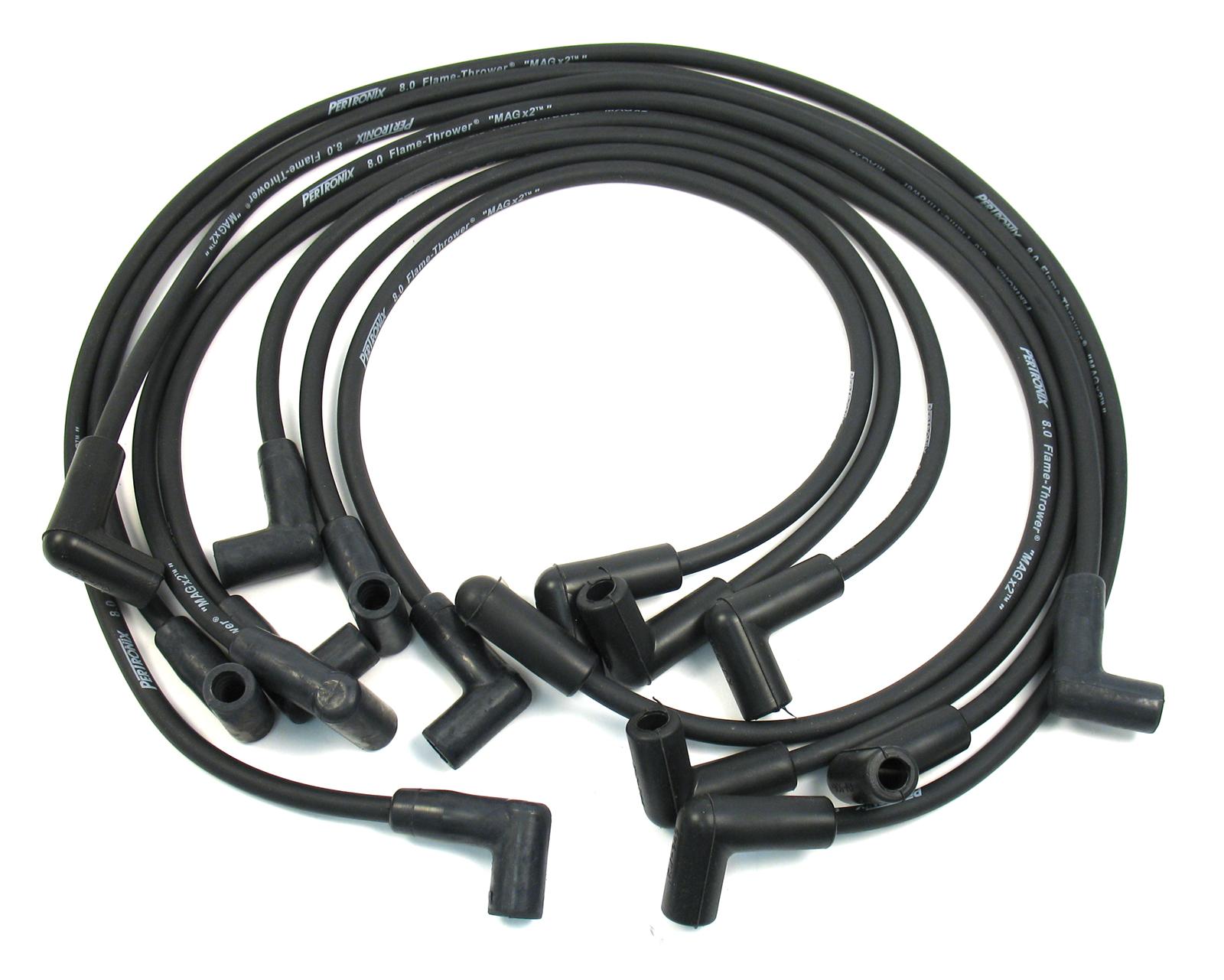 PerTronix Flame-Thrower Spark Plug Wire Sets 808210 Wires, Flame-Thrower, Spiral Core, 8mm, Black, 90 Degree Boots, GM, Small Block, V8, Set