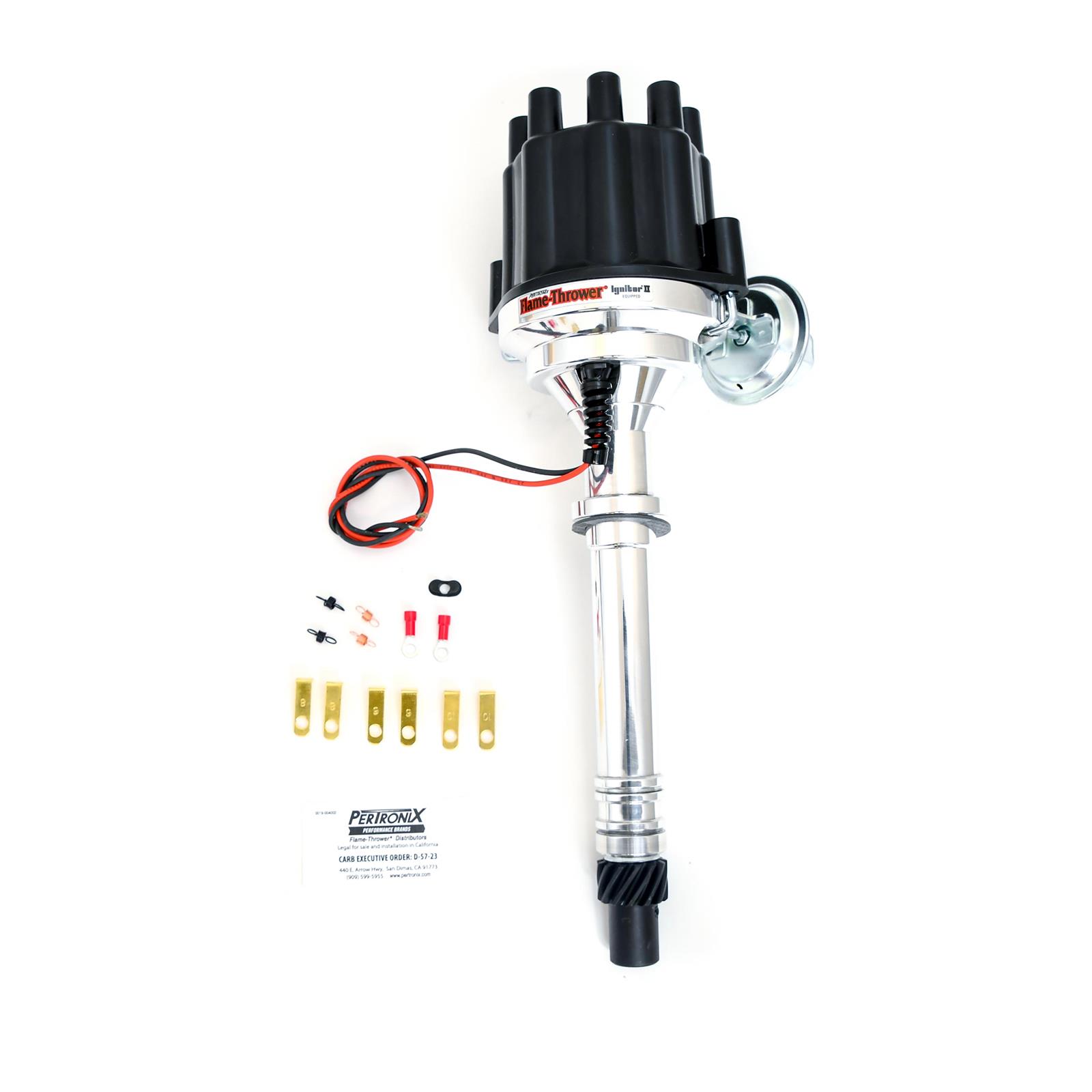 PerTronix Flame-Thrower Plug and Play Billet Distributors with Ignitor II® Module D100700 Distributor, Play, Magnetic Pickup, Vacuum Advance, Black Cap, Chevy, Big/Small Block, Each thumbnail 2