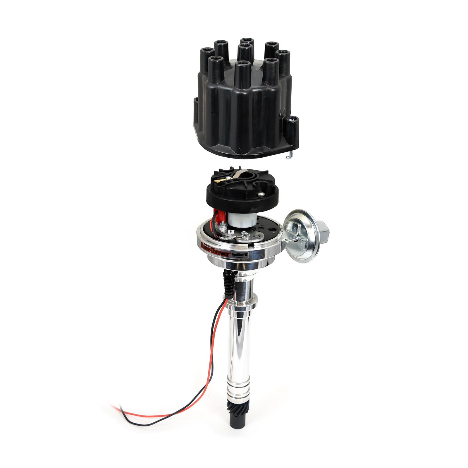PerTronix Flame-Thrower Plug and Play Billet Distributors with Ignitor II® Module D100700 Distributor, Play, Magnetic Pickup, Vacuum Advance, Black Cap, Chevy, Big/Small Block, Each thumbnail 3