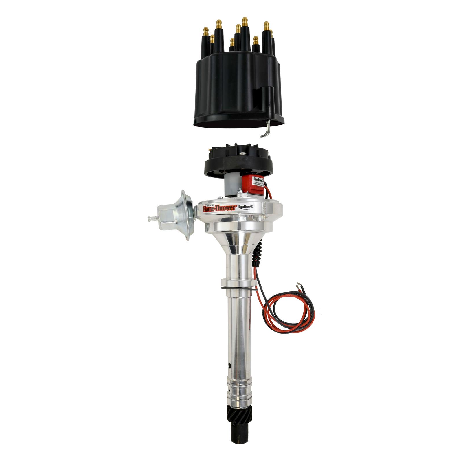 PerTronix Flame-Thrower Plug and Play Billet Distributors with Ignitor II® Module D100710 Distributor, Play, Hall Effect, Mechanical, Vacuum Advance, Black Cap, Chevy, Big/Small Block, Each thumbnail 3