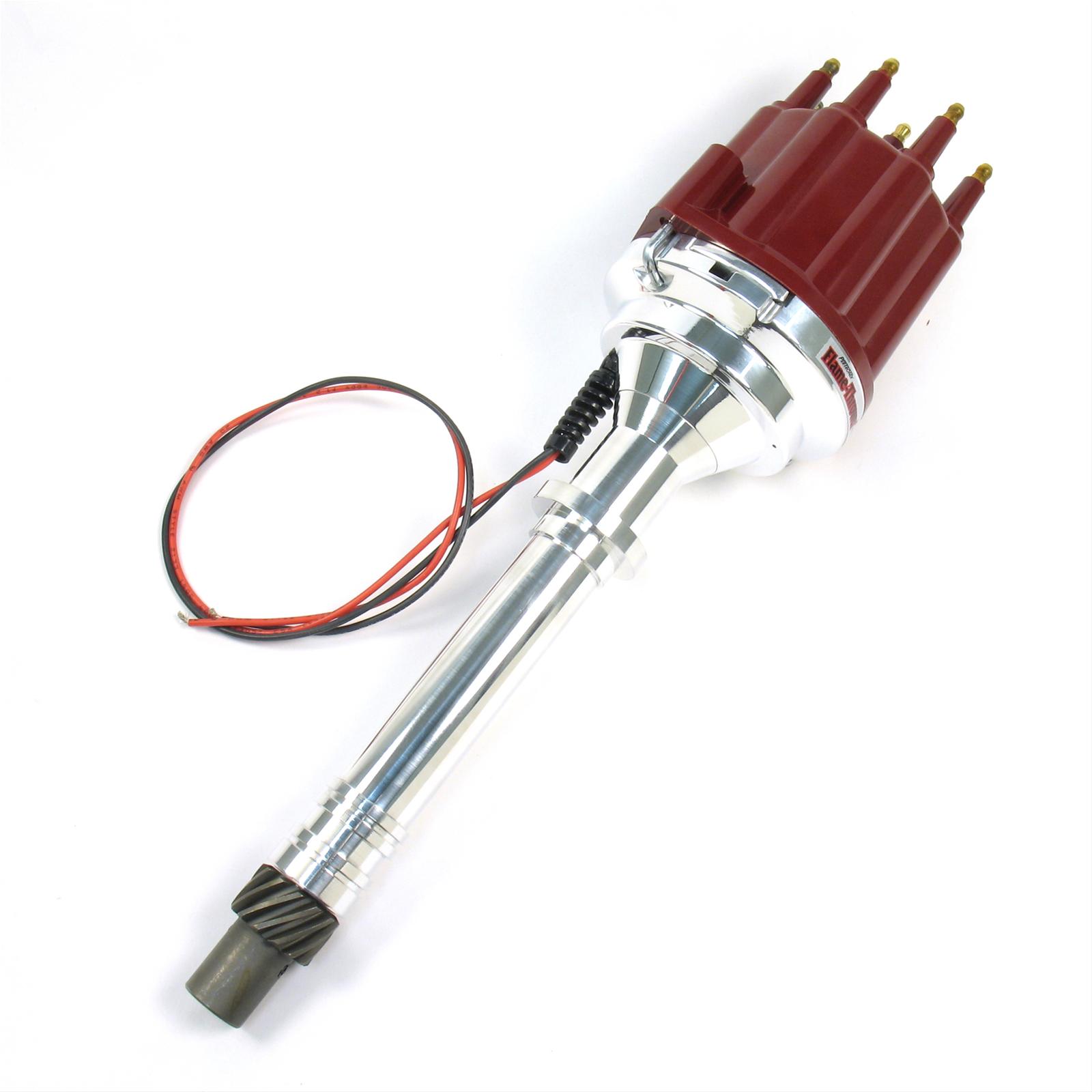 PerTronix Flame-Thrower Plug and Play Billet Distributors with Ignitor II® Module D100811 Distributor, Play, Hall Effect, Mechanical Advance, Red Cap, Chevy, Big/Small Block, Each
