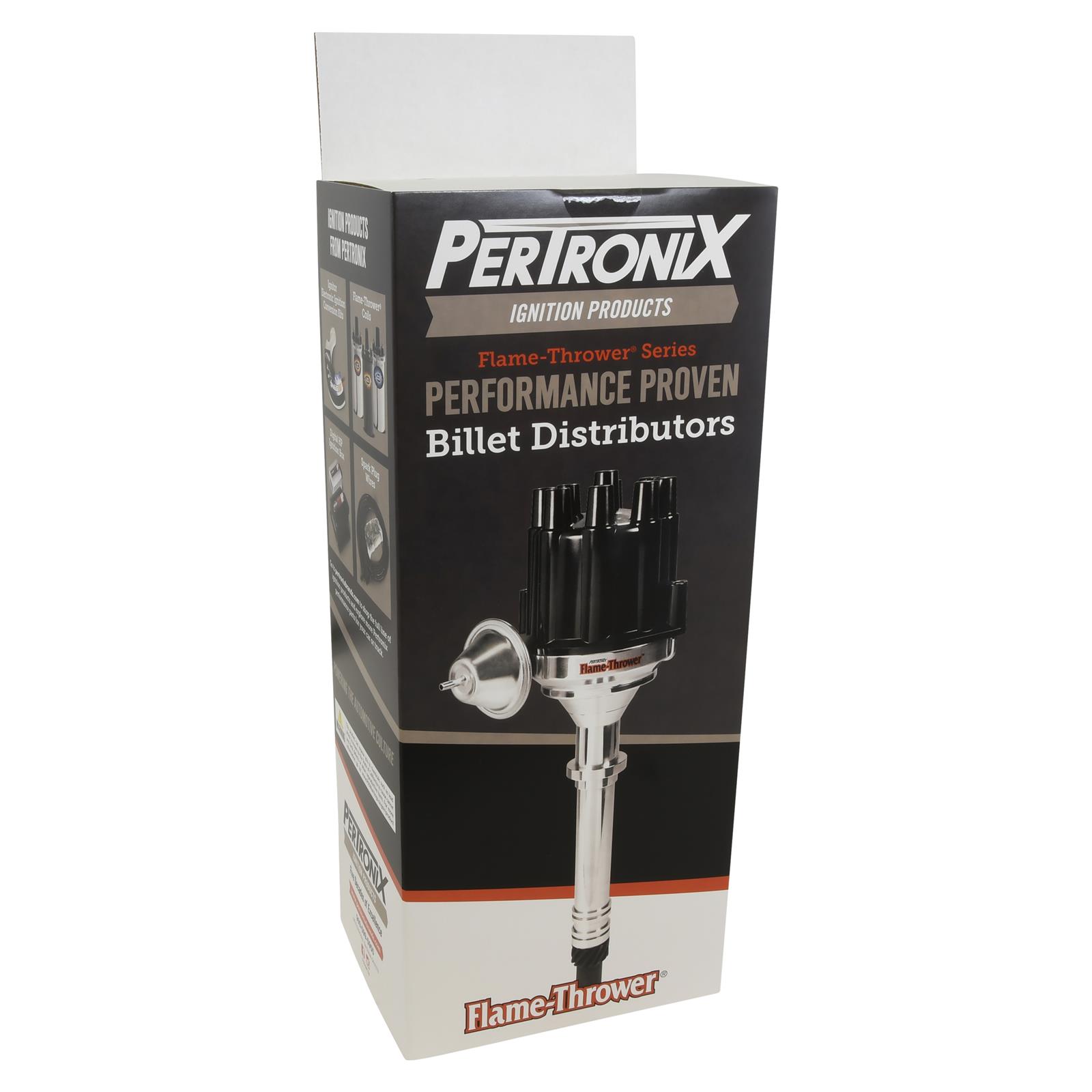 PerTronix Flame-Thrower Street/Strip HEI Distributors D1200 Distributor, Flame-Thrower, Magnetic Pickup, Vacuum Advance, Black Cap, Pontiac, 326-455, Each thumbnail 2