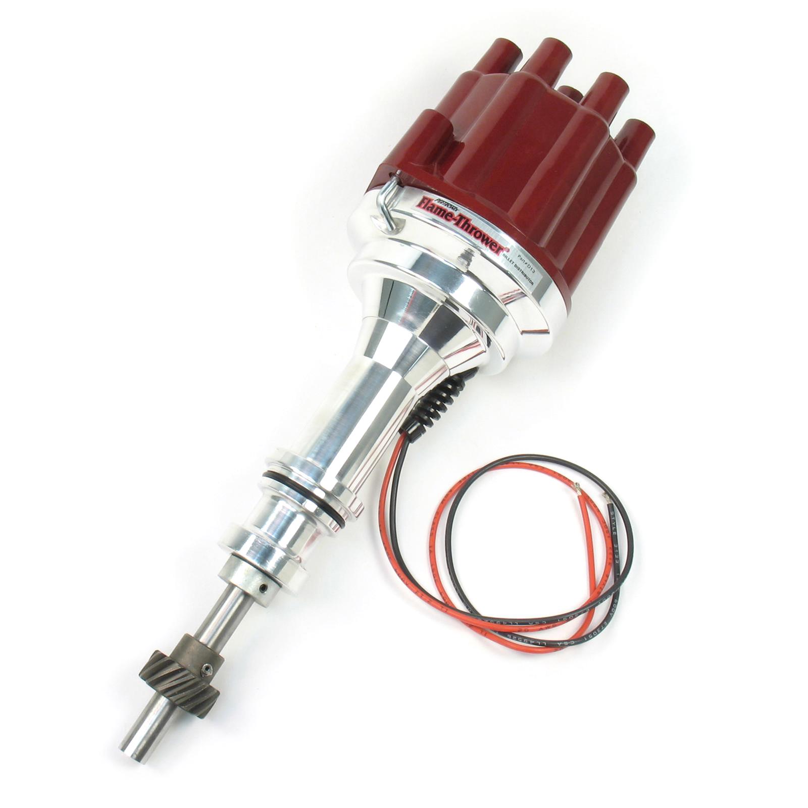 PerTronix Flame-Thrower Plug and Play Billet Distributors with Ignitor II® Module D130801 Distributor, Play, Hall Effect, Mechanical Advance, Red Cap, Ford, 289-302, Each