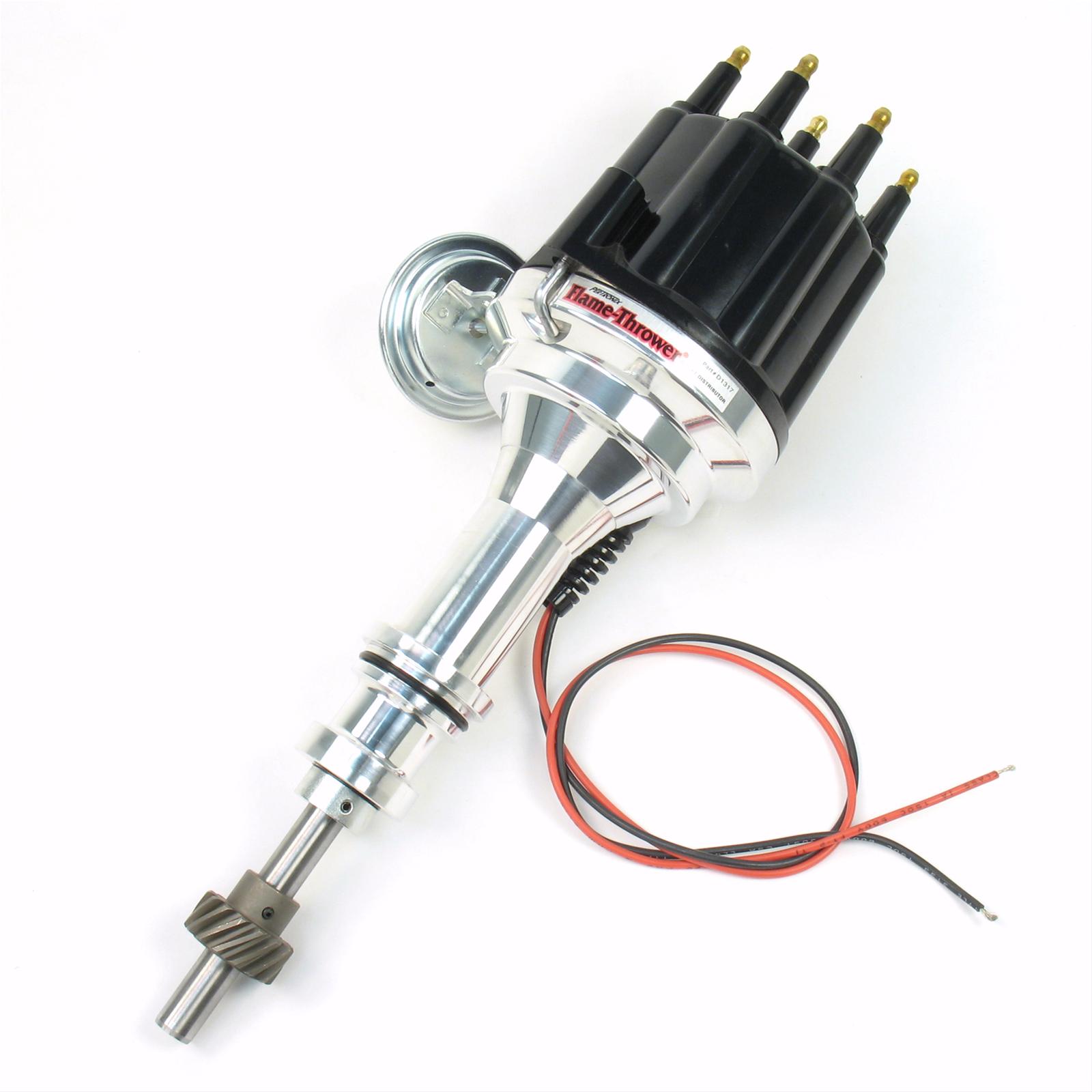 PerTronix Flame-Thrower Plug and Play Billet Distributors with Ignitor II® Module D131710 Distributor, Play, Hall Effect, Vacuum, Mechanical Advance, Black Cap, Ford, 351W, Each