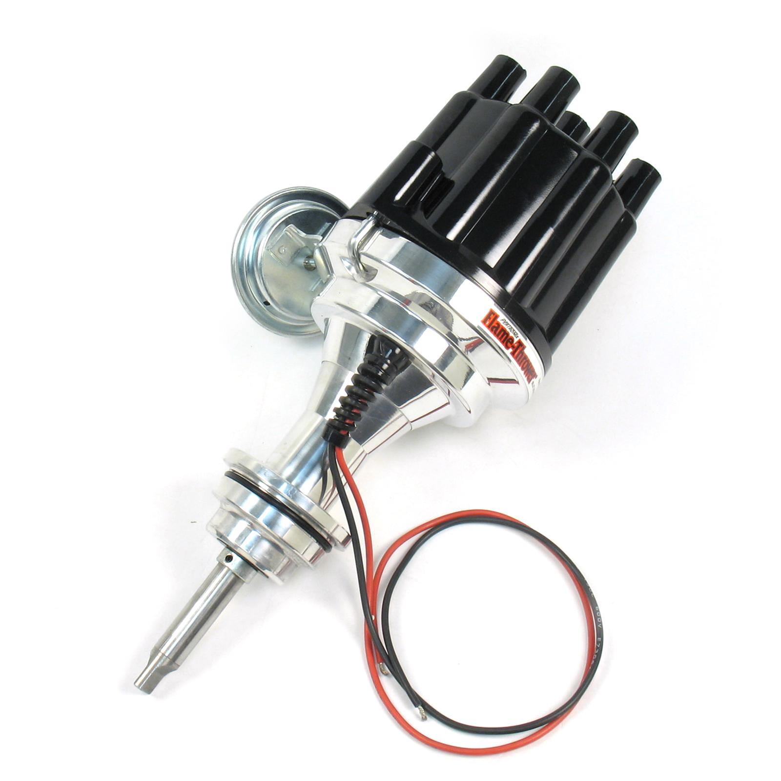 PerTronix Flame-Thrower Plug and Play Billet Distributors with Ignitor II® Module D142700 Distributor, Play, Hall Effect, Vacuum, Mechanical Advance, Black Cap, Chrysler, 383, 400, Each