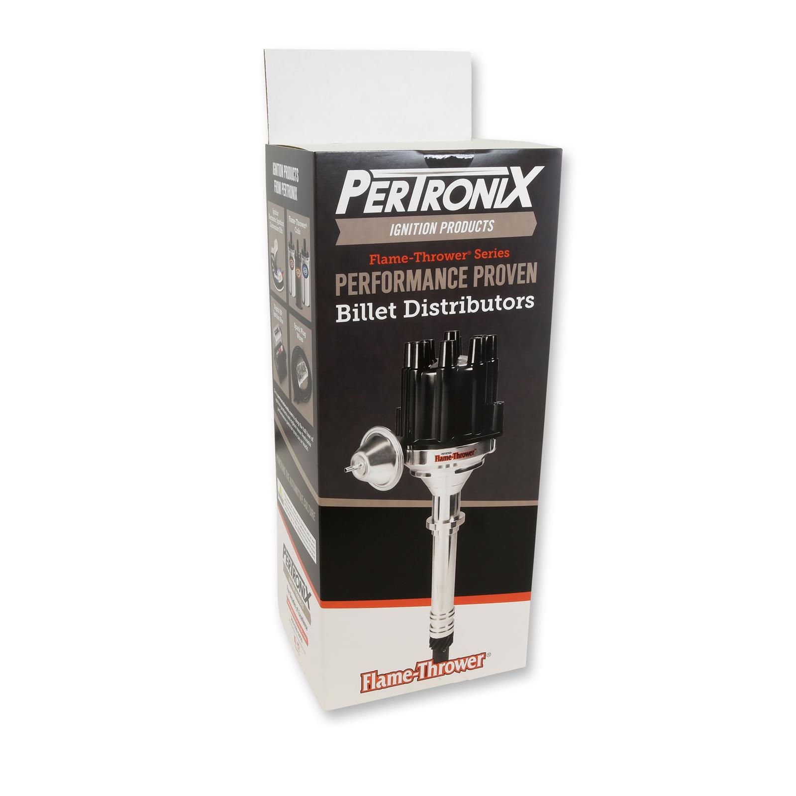 PerTronix Flame-Thrower Stock Look Cast Distributors D7134630 Distributors, Cast, Hall Effect, Vacuum, Female/Socket, Steel Gear, Black Cap, Ford, Big Block FE, Each thumbnail 3