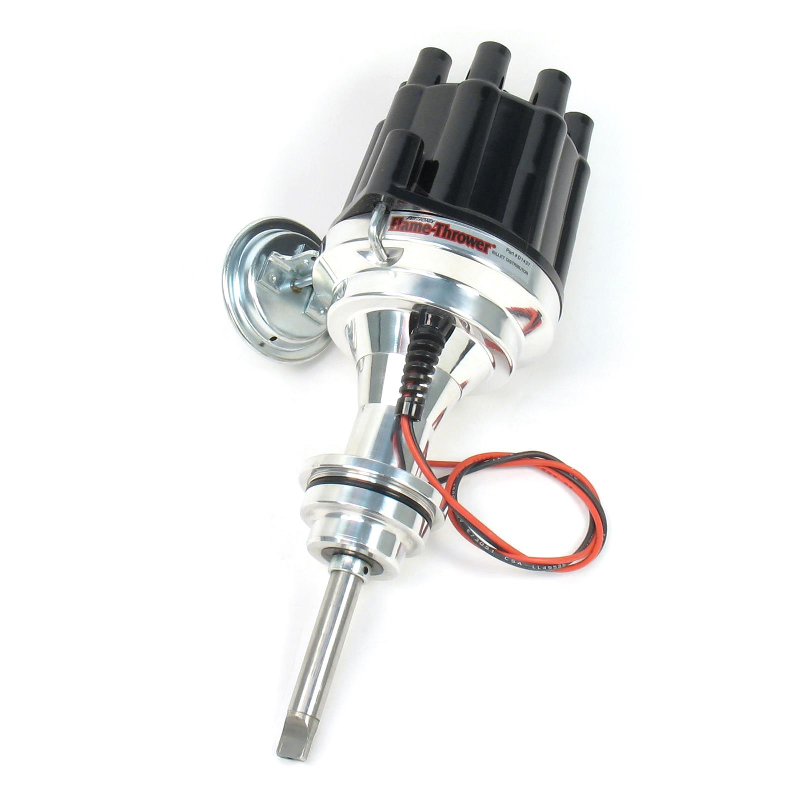 PerTronix Flame-Thrower Plug and Play Billet Distributors with Ignitor III® Module D7143700 Distributor, Play, Hall Effect Pickup, Vacuum Advance, Black Cap, Chrysler, 413, 426, 440, Each