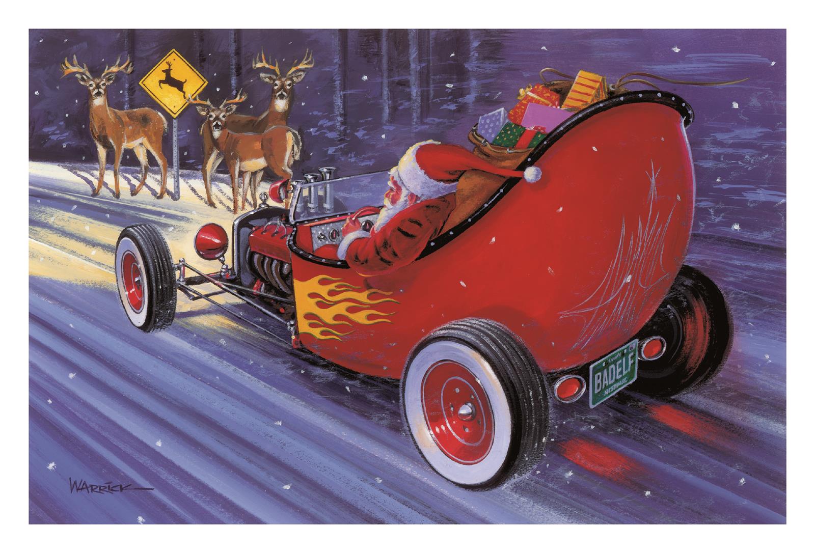 Summit Gifts CC10798 Santa's Flamed Hot Rod Deer Crossing Christmas  Cards--Set of 10 | Summit Racing