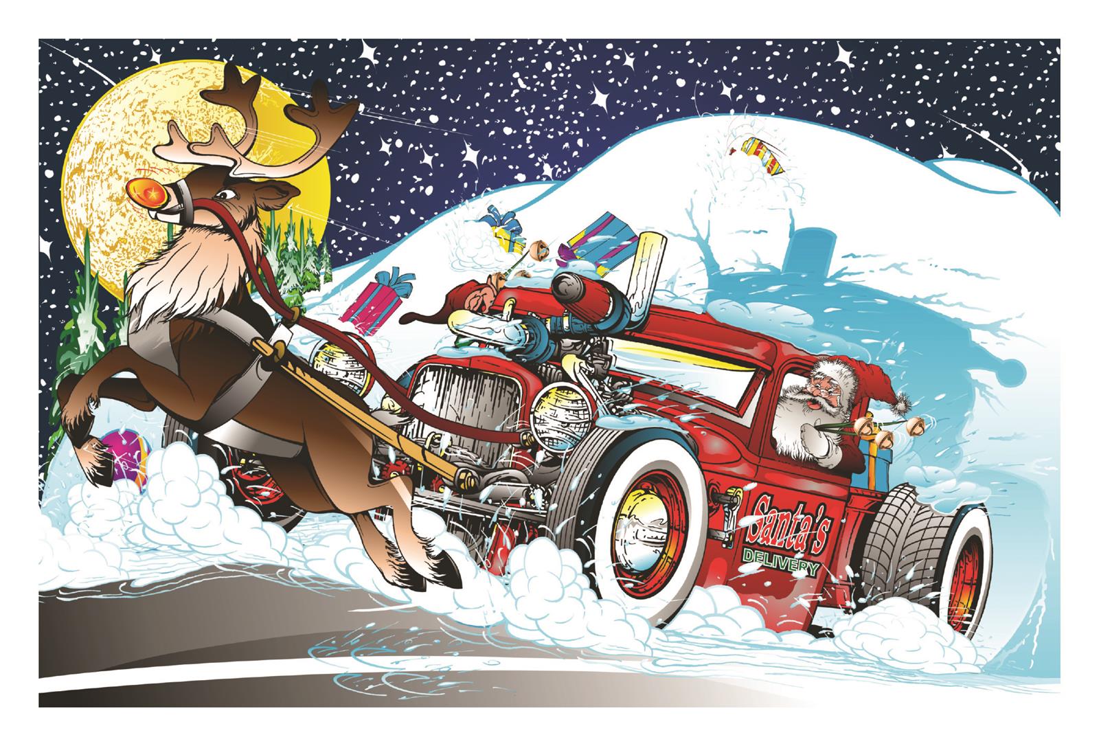 Summit Gifts CC11174 Santa's Hot Rod Sleigh Christmas Cards—Set of 10 Summit Racing
