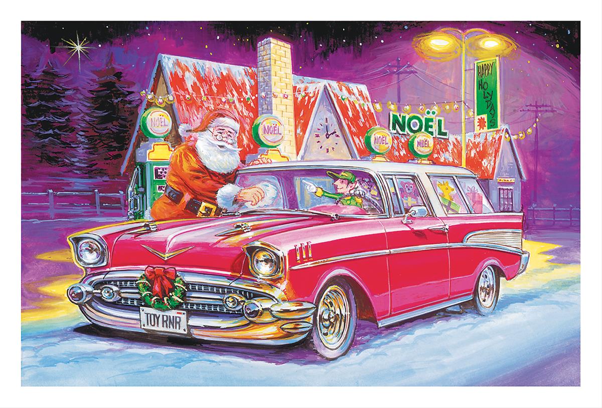 Santa at the Filling Station Christmas Cards—Set of 10 CC975 Free