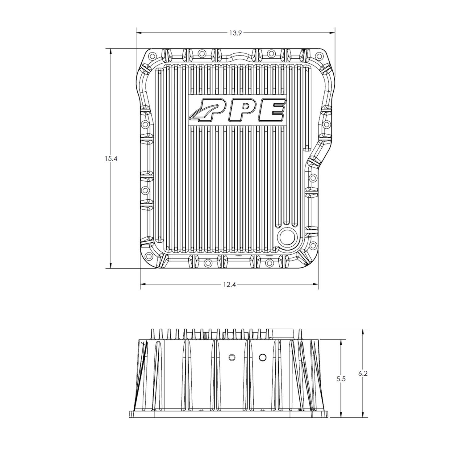 Pacific Performance Engineering Heavy-Duty Transmission Pans for 2001-2019 SIERRA 2500 HD, SILVERADO 2007-2019 3500 HD - 128051020 Pan, Aluminum, Black Finish, Deep, Extra 4 Qt., Filter, Chevy, GMC, Allison 1000, 2000, 2400, Each
