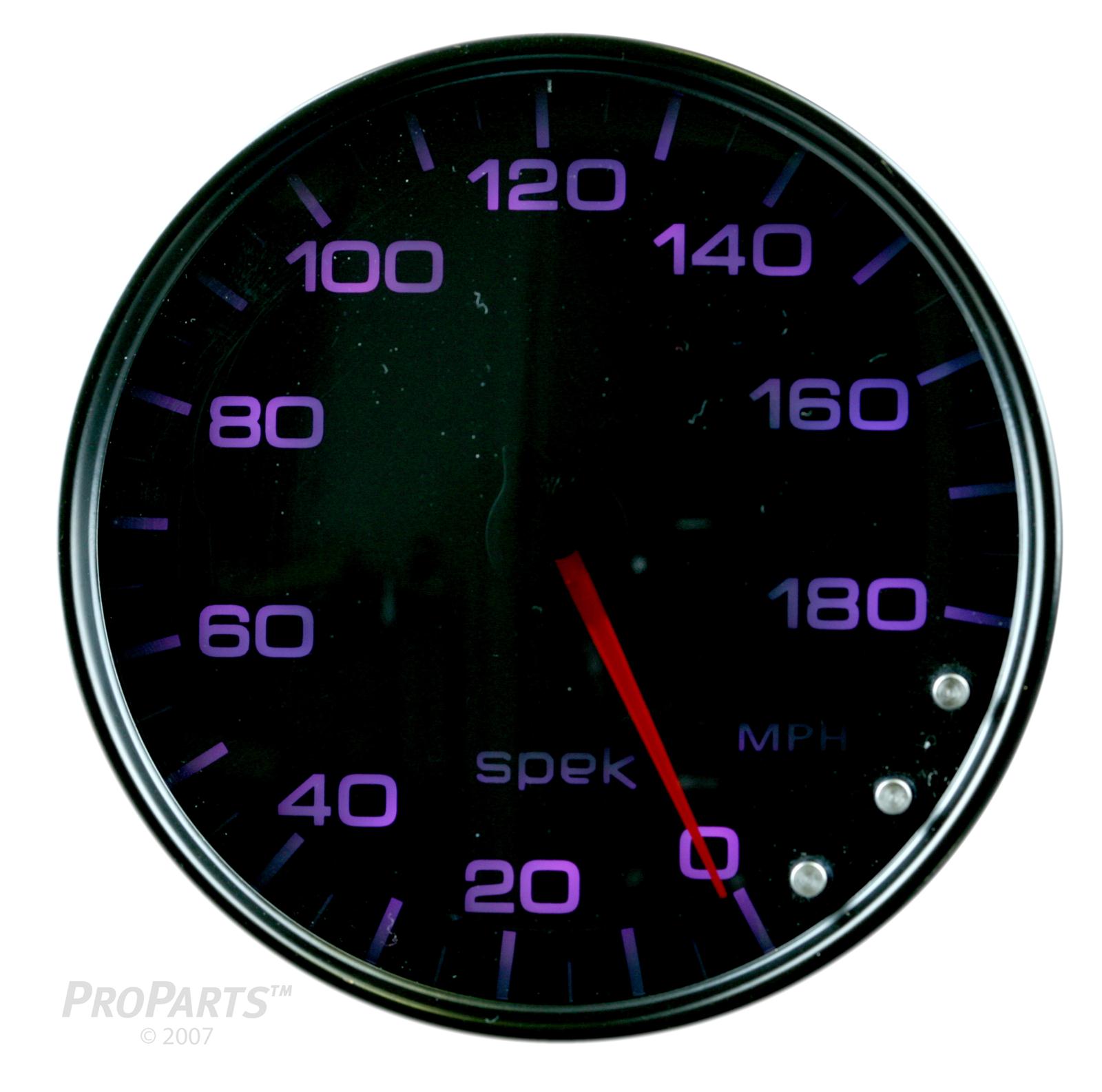 Autometer Spek-Pro Gauge Speedometer 5in 180 Mph Elec. Programmable Black/Smoke/Black thumbnail 2