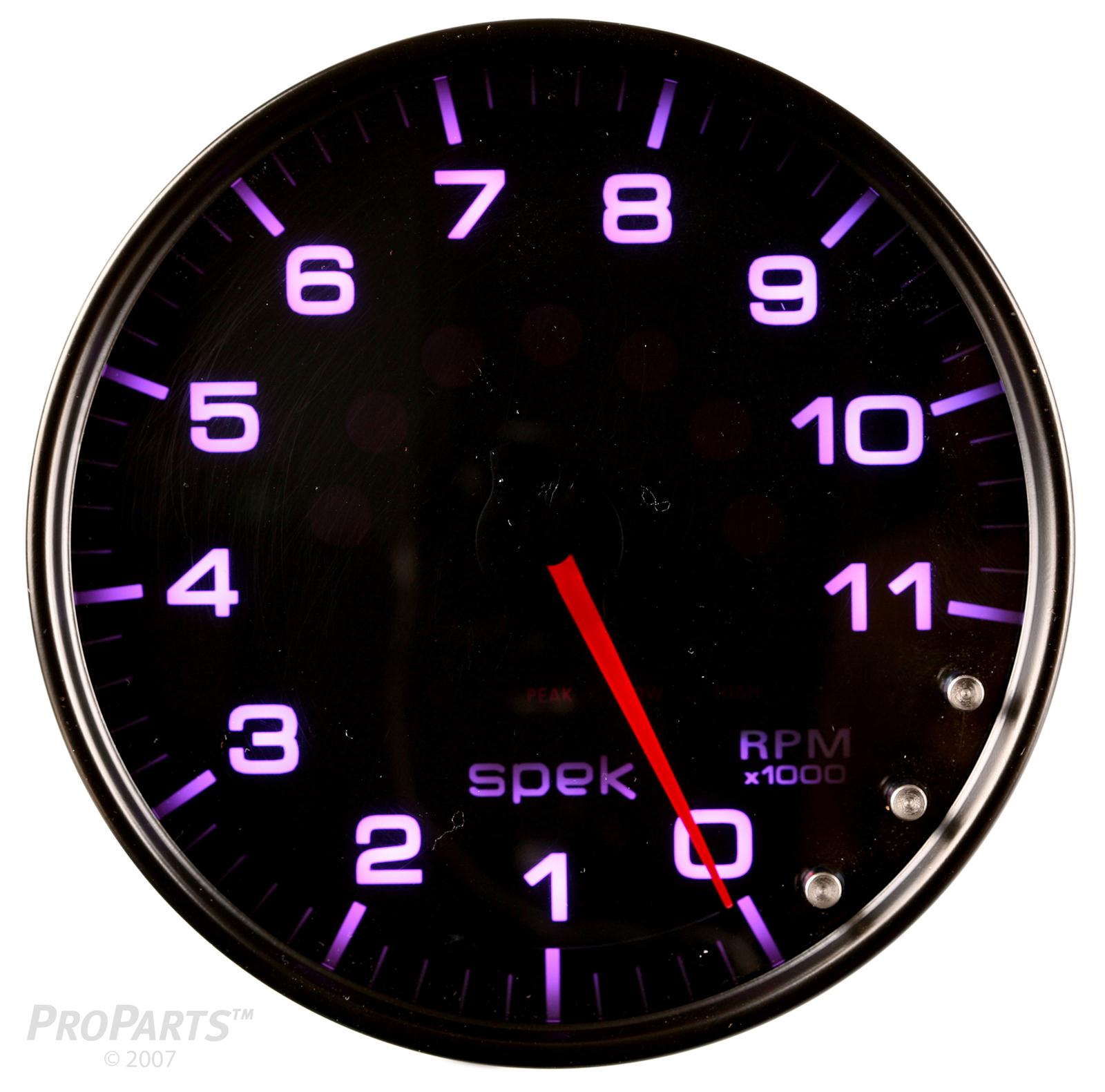 Autometer Spek-Pro Gauge Tachometer 5in 11K Rpm W/Shift Light & Peak Mem Black/Smoke/Black thumbnail 6
