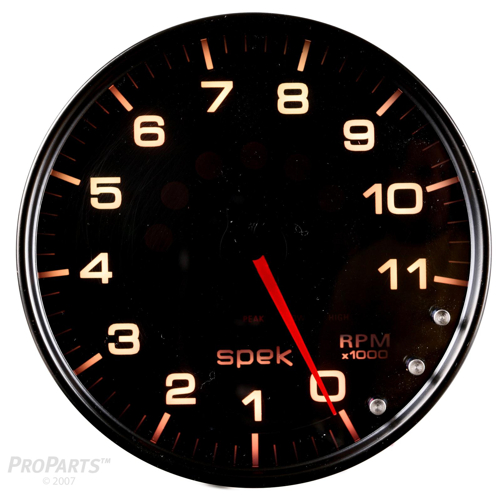 Autometer Spek-Pro Gauge Tachometer 5in 11K Rpm W/Shift Light & Peak Mem Black/Smoke/Black thumbnail 3