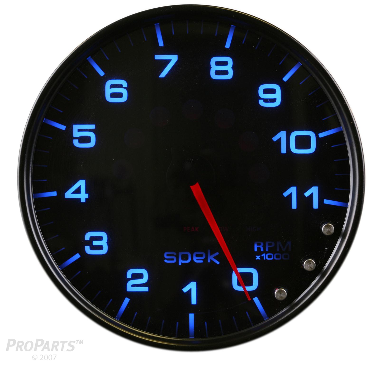 Autometer Spek-Pro Gauge Tachometer 5in 11K Rpm W/Shift Light & Peak Mem Black/Smoke/Black thumbnail 8