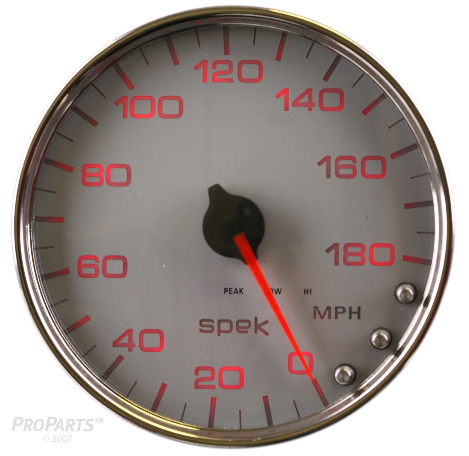 Autometer Spek-Pro Gauge Speedometer 5in 180 Mph Elec. Programmable Silver/Chrome thumbnail 2