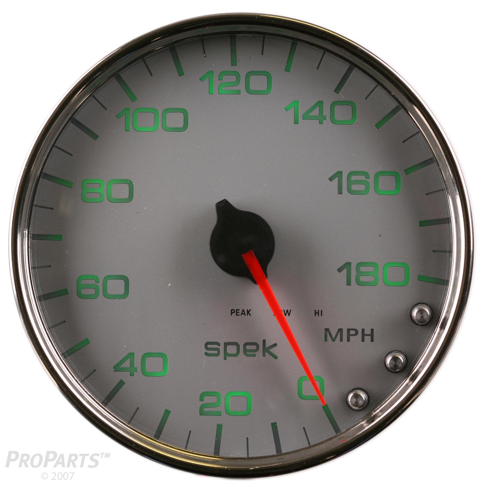 Autometer Spek-Pro Gauge Speedometer 5in 180 Mph Elec. Programmable Silver/Chrome thumbnail 3