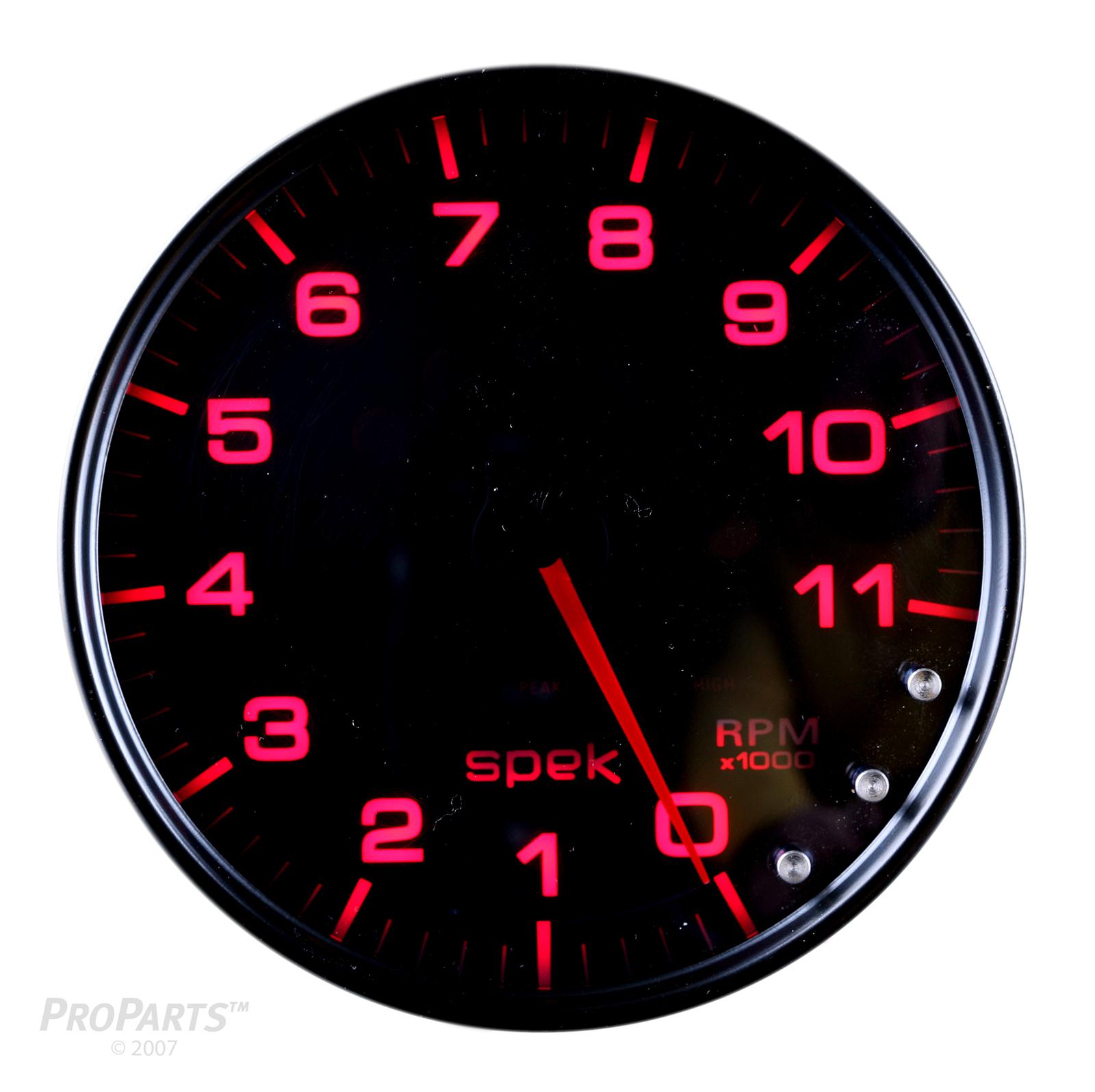 Autometer Spek-Pro Gauge Tachometer 5in 11K Rpm W/Shift Light & Peak Mem Black/Smoke/Black thumbnail 2