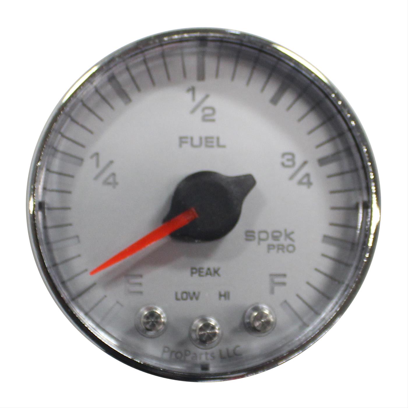 Autometer Spek-Pro Gauge Fuel Level 2 1/16in 0-270 Programmable Slvr/Chrm